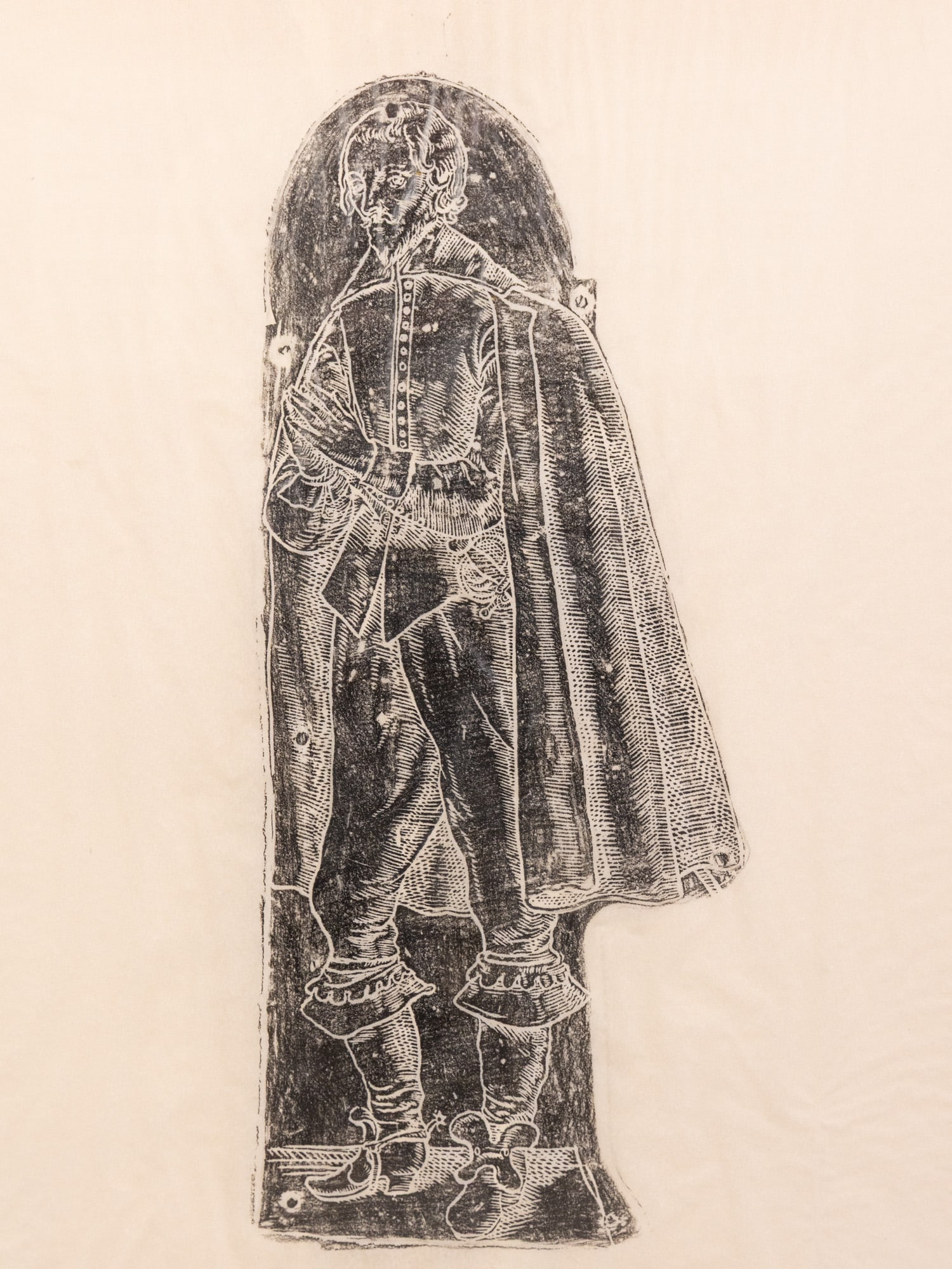 Grave Rubbing of Robert Alefounder Gent (d. 1639) East Bergholdt Church, Suffolk England - 2