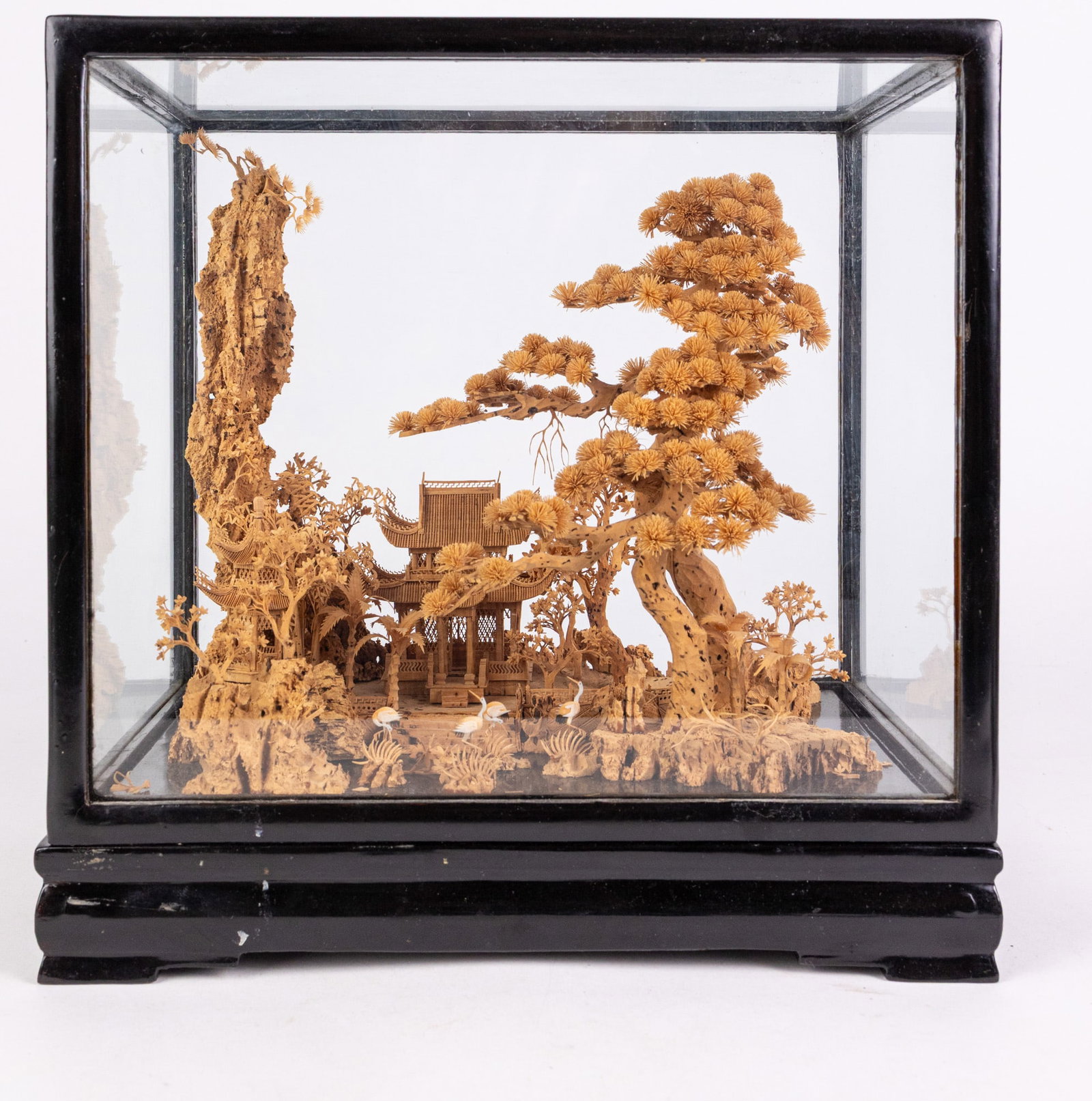 Chinese Cork Carving Diorama in Glass Case: Chinese Cork Carving Diorama in Glass CaseSize11" x 11" x 7"LiteratureBrooks Auction – Online Auction Terms & Conditions