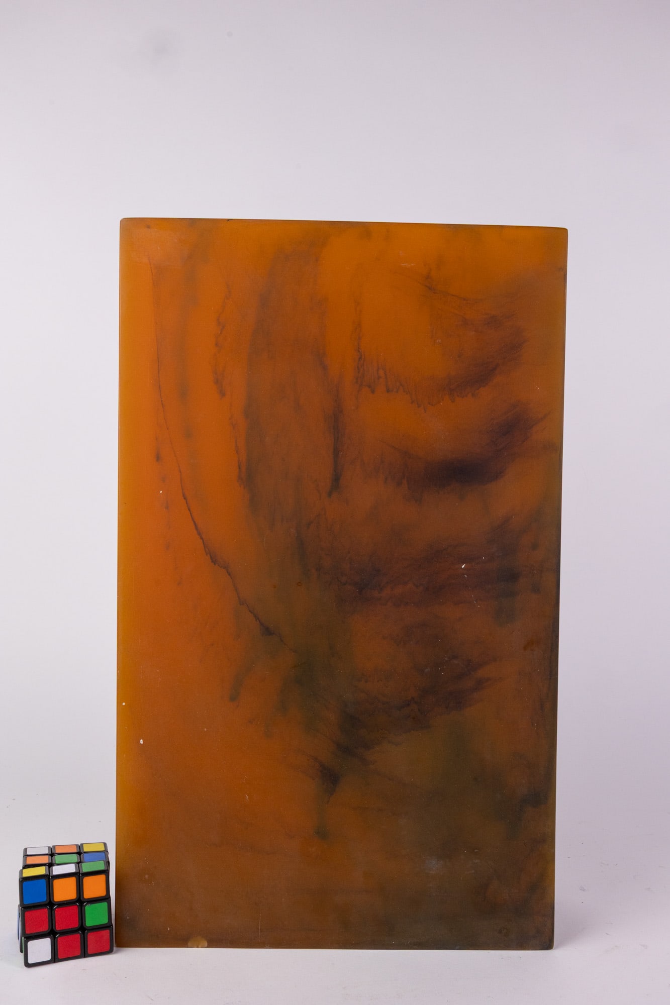 Large Amber Marbled Resin Centerpiece Vase - 2