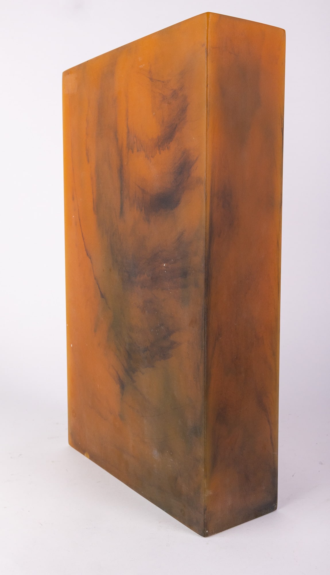 Large Amber Marbled Resin Centerpiece Vase - 4