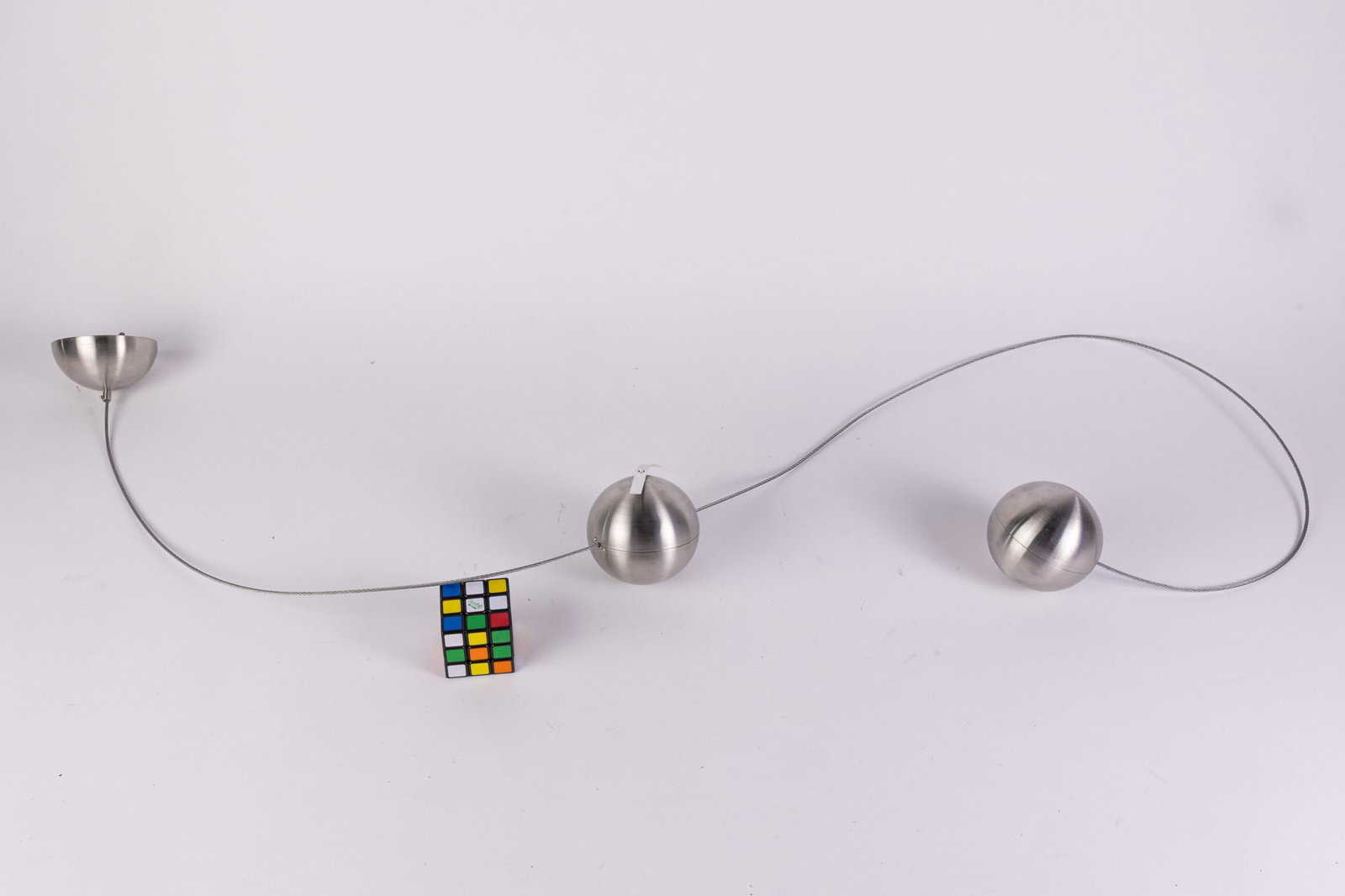 Brush Chrome Modern Ceiling Suspended Clock - 2