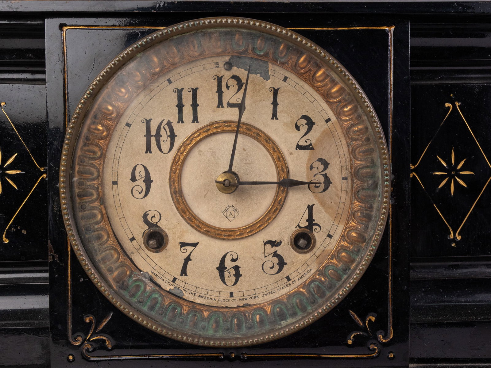 Antique Ansonia Cast Iron Mantel Clock - 3