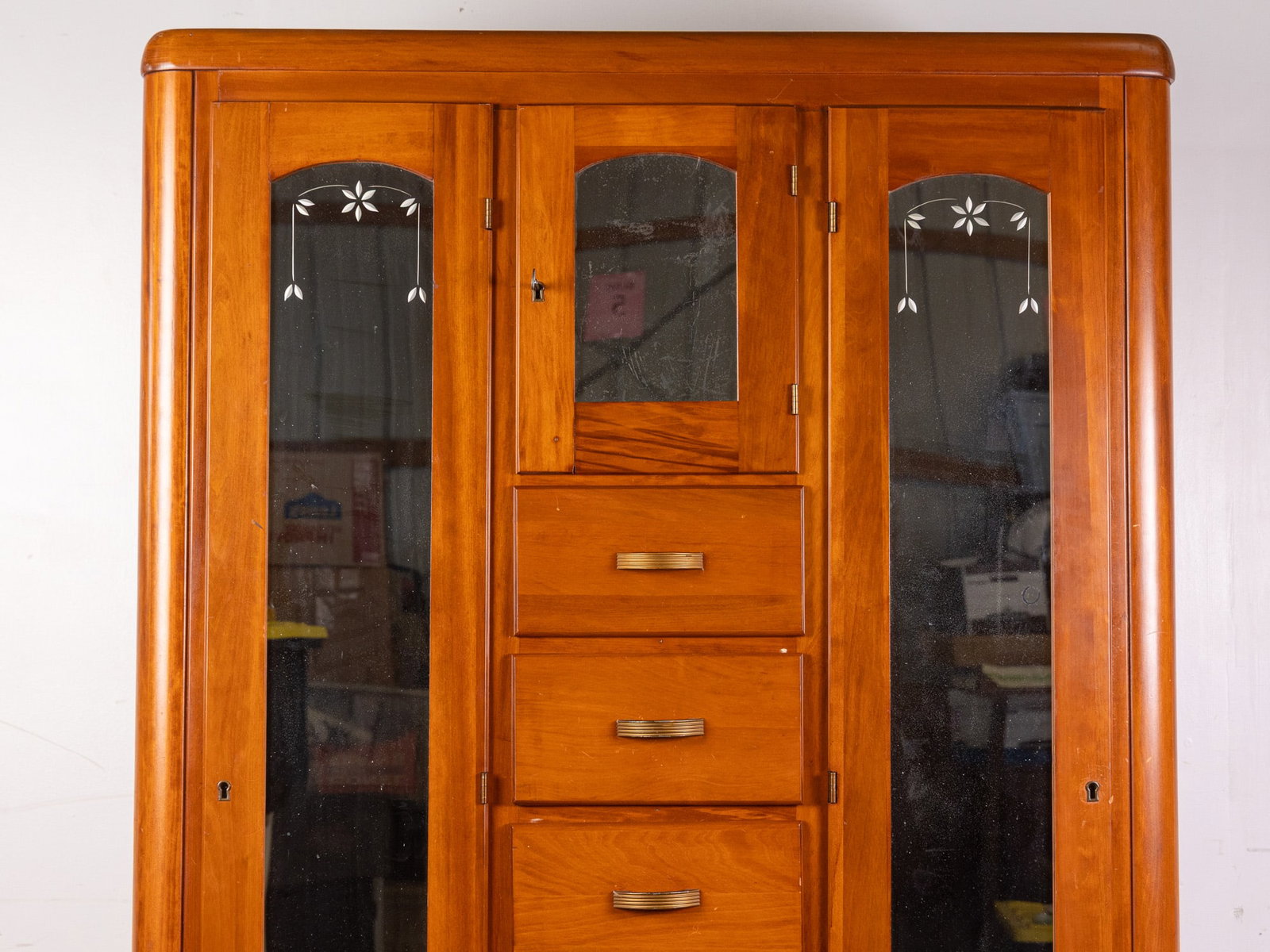 Vintage Wardrobe with Etched Mirror Detail - 2
