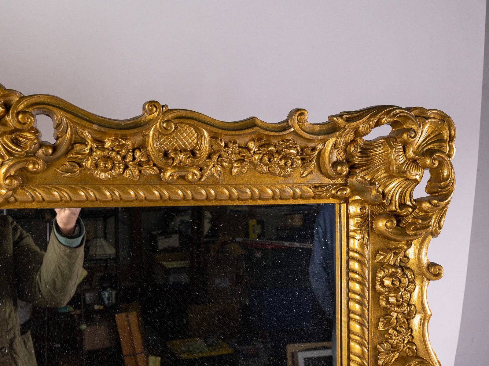 Antique Style Ornate Gold Toned Wall Mounted Mirror - 5