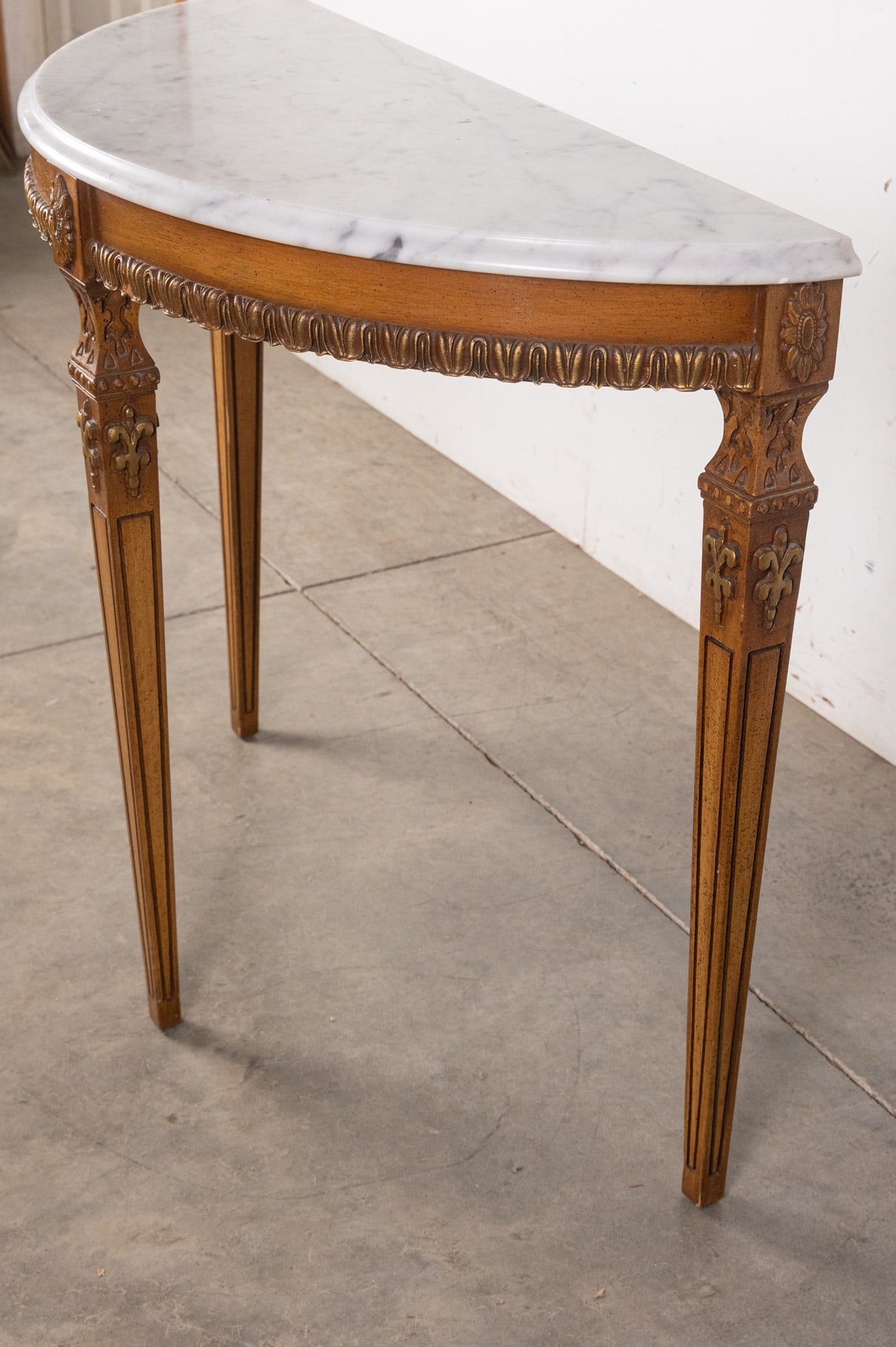 Antique French Style Marble Top Hallway Table - 4