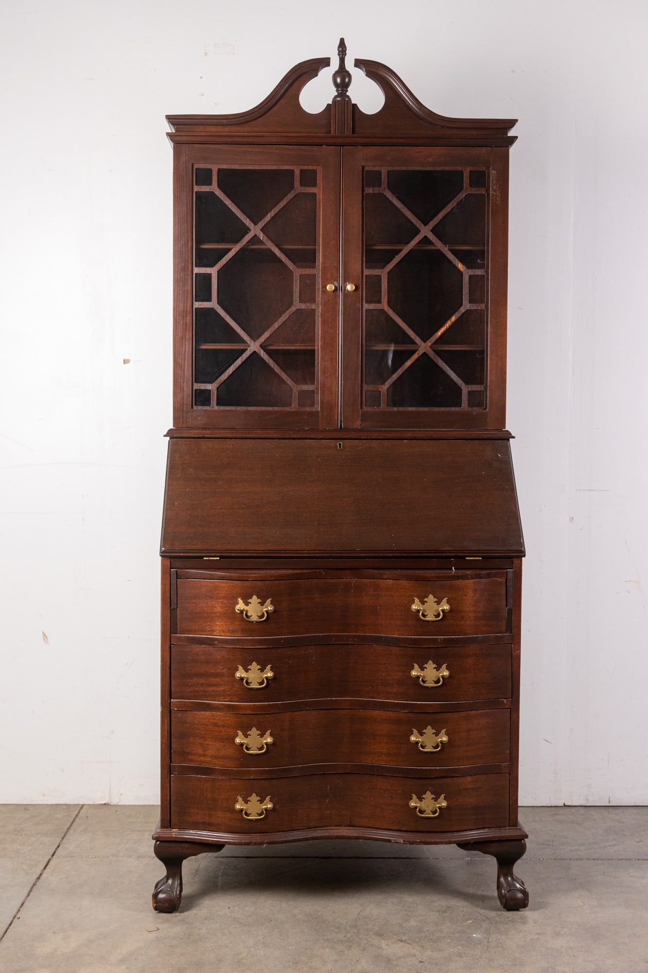 Antique Serpentine Secretary Desk (1 of 9)