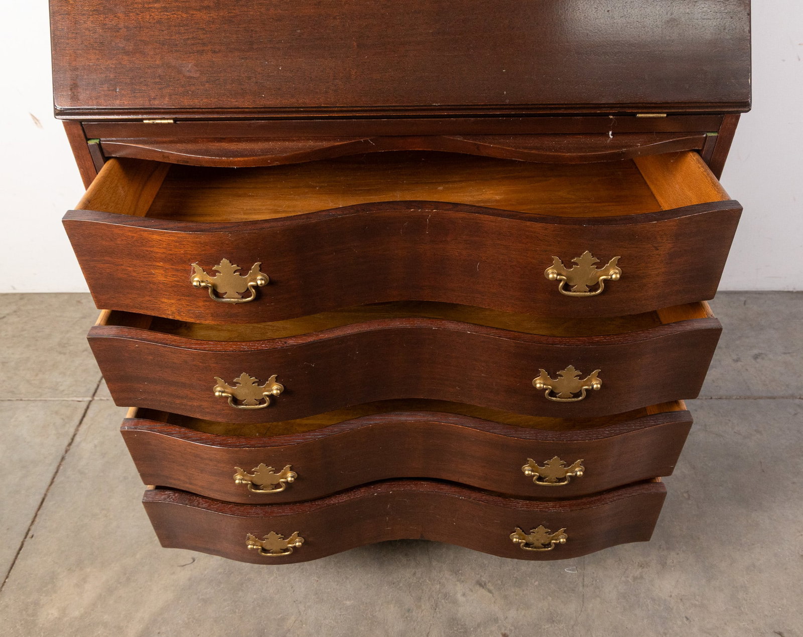 Antique Serpentine Secretary Desk - 4