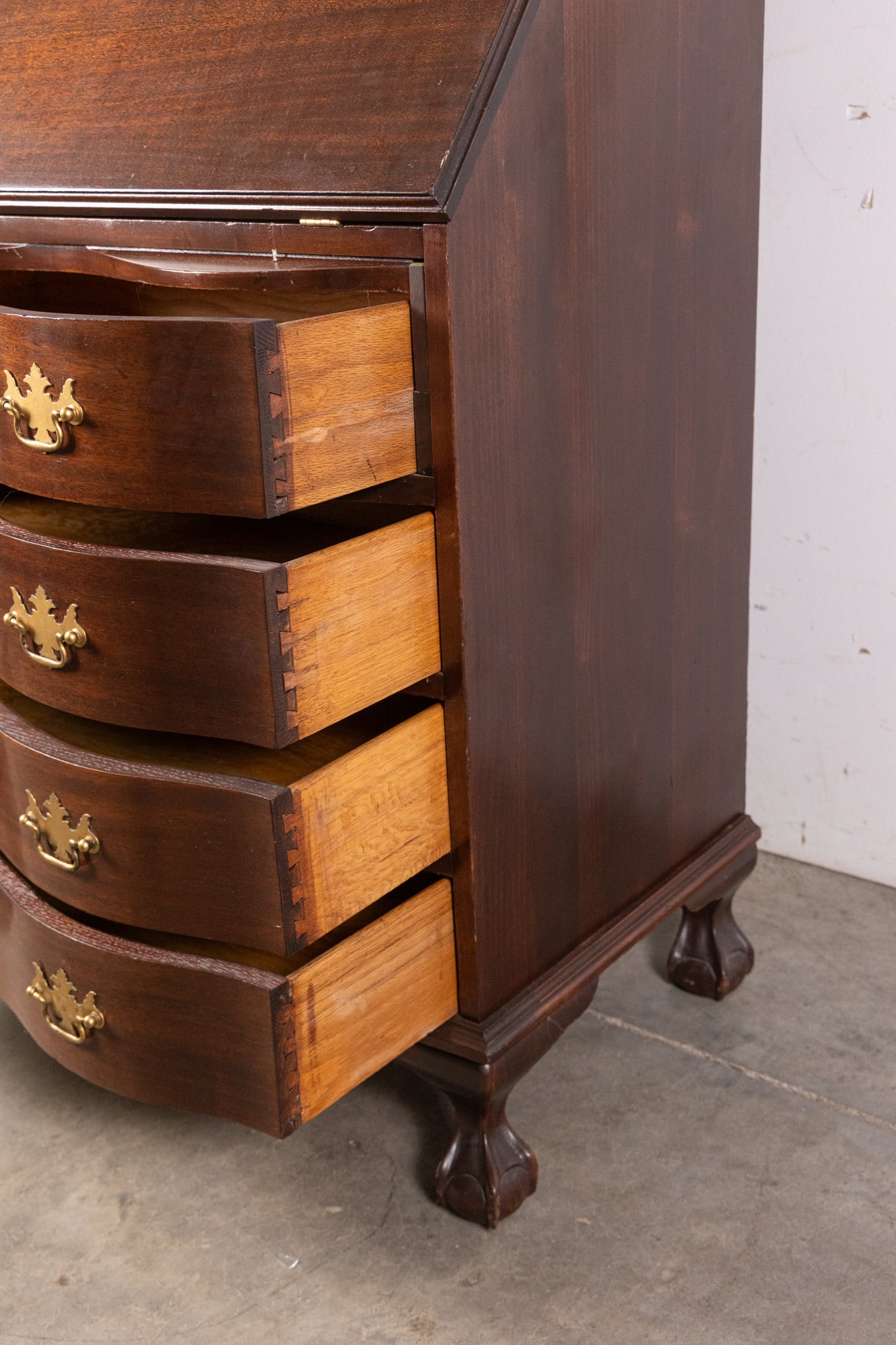 Antique Serpentine Secretary Desk - 5