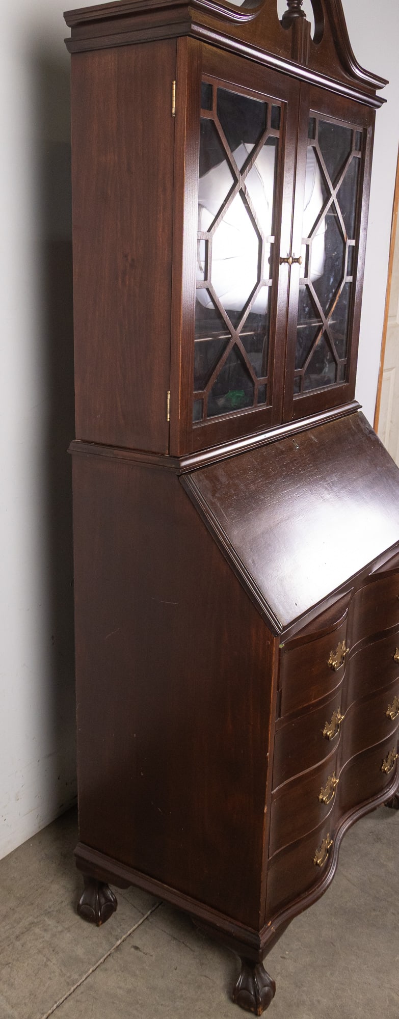 Antique Serpentine Secretary Desk - 9