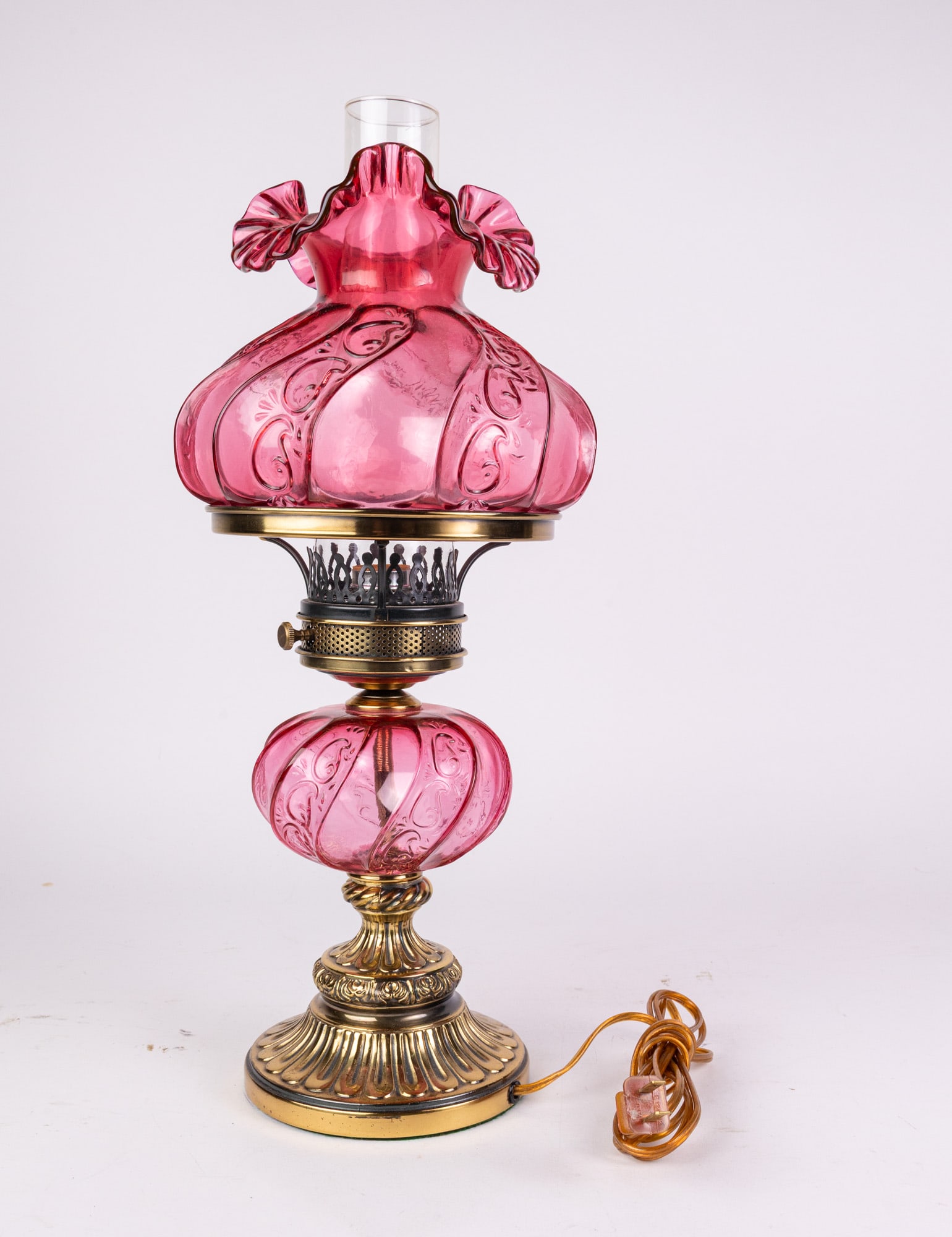 Vintage Molded Glass Hurricane Lamp: Vintage Molded Glass Hurricane Lamp Size 20" H Literature Brooks Auction – Online Auction Terms & Conditions ————————————&