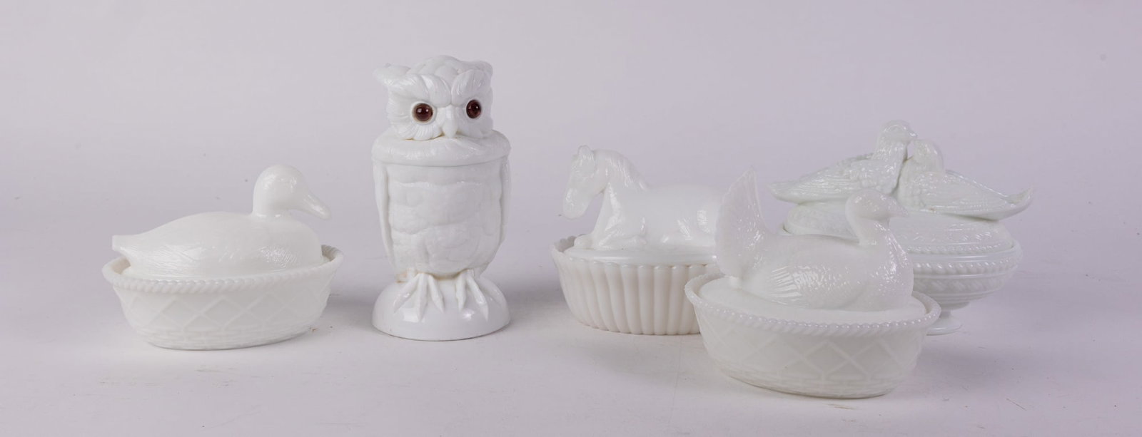 Vintage Milk Glass Bird Form Containers: Vintage Milk Glass Bird Form Containers Size 7" x 12" x 12" Literature Brooks Auction – Online Auction Terms & Conditions ——————————&#
