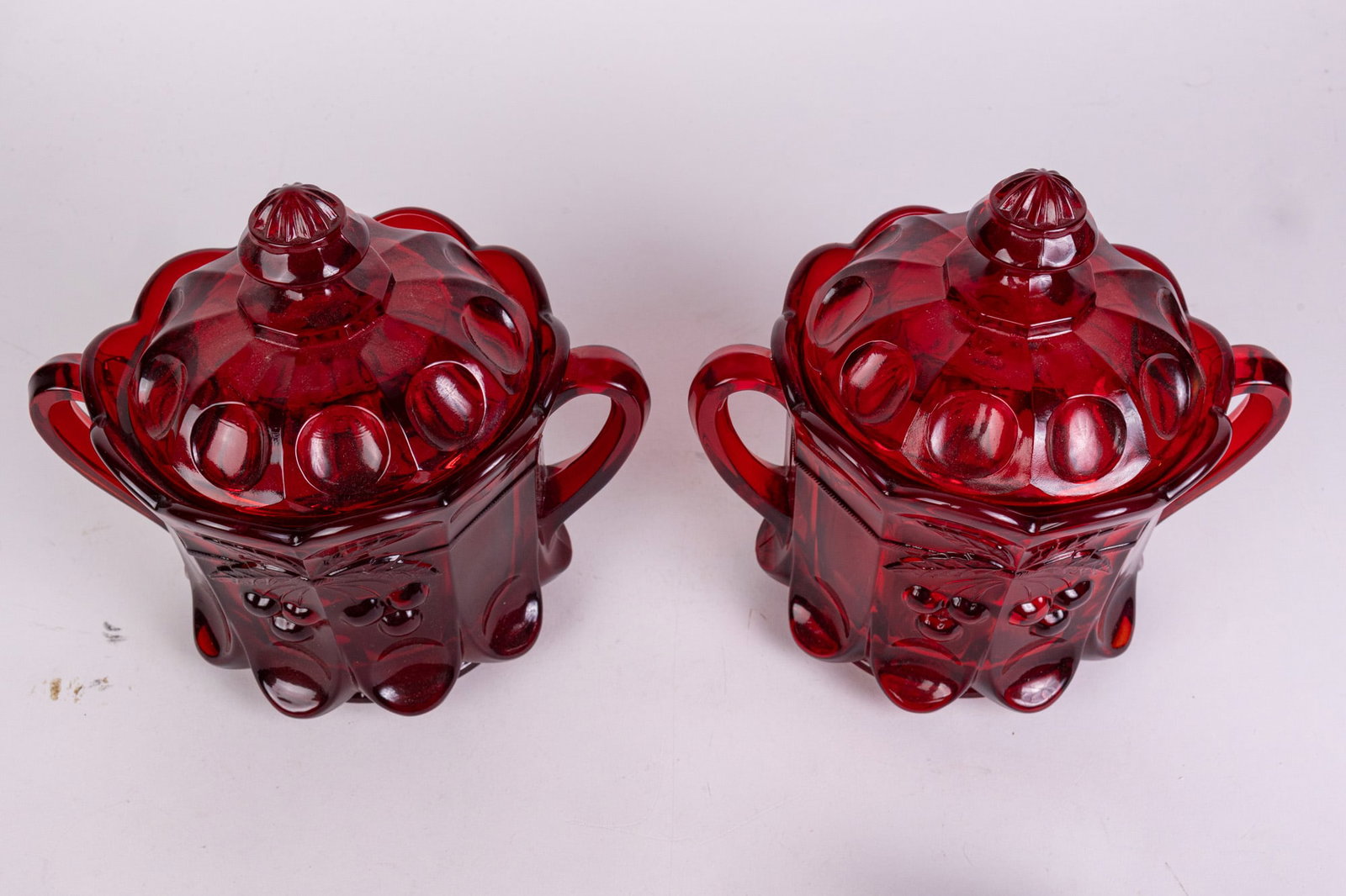 Pair of Mosser Ruby Cherry Motif Glass Jars - 3