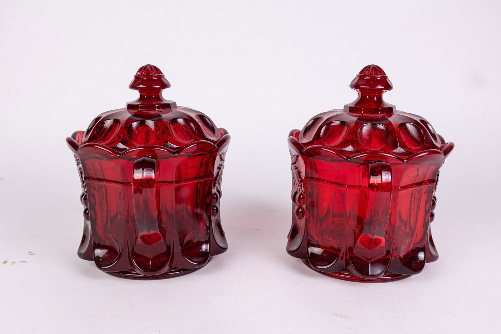 Pair of Mosser Ruby Cherry Motif Glass Jars - 4