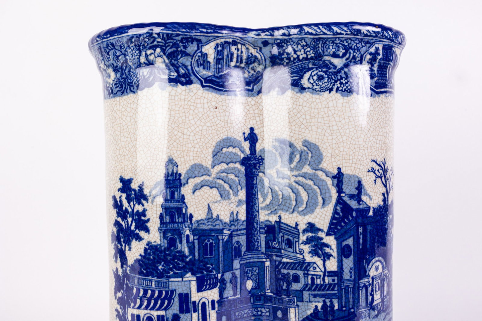 Vintage Blue and White Ceramic Umbrella Stand - 3