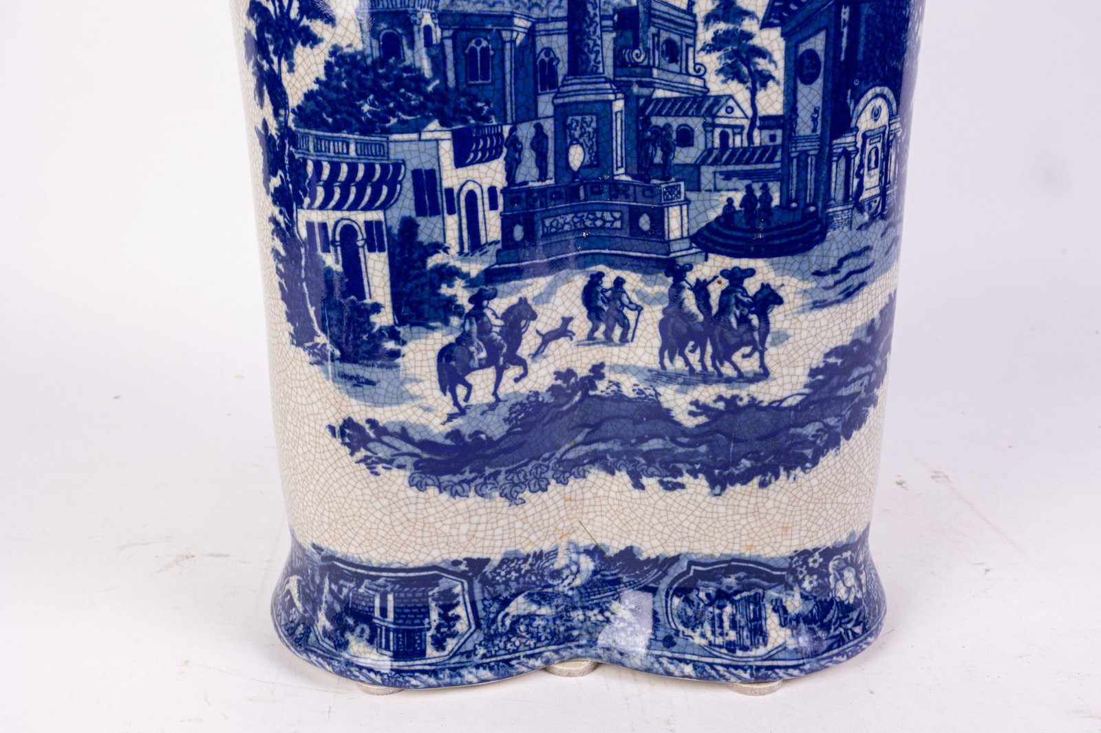 Vintage Blue and White Ceramic Umbrella Stand - 4