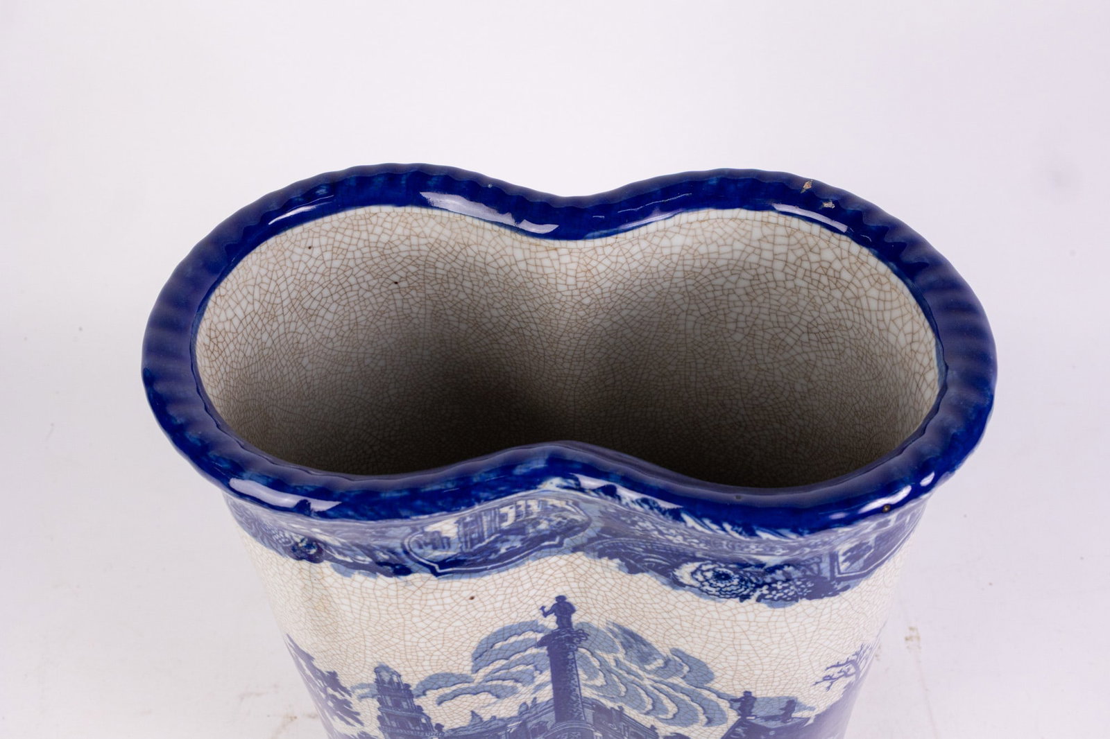 Vintage Blue and White Ceramic Umbrella Stand - 5