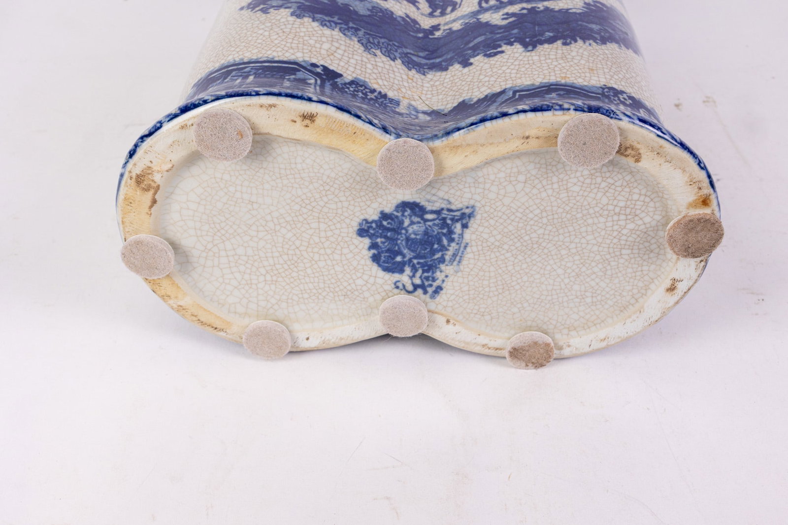 Vintage Blue and White Ceramic Umbrella Stand - 6