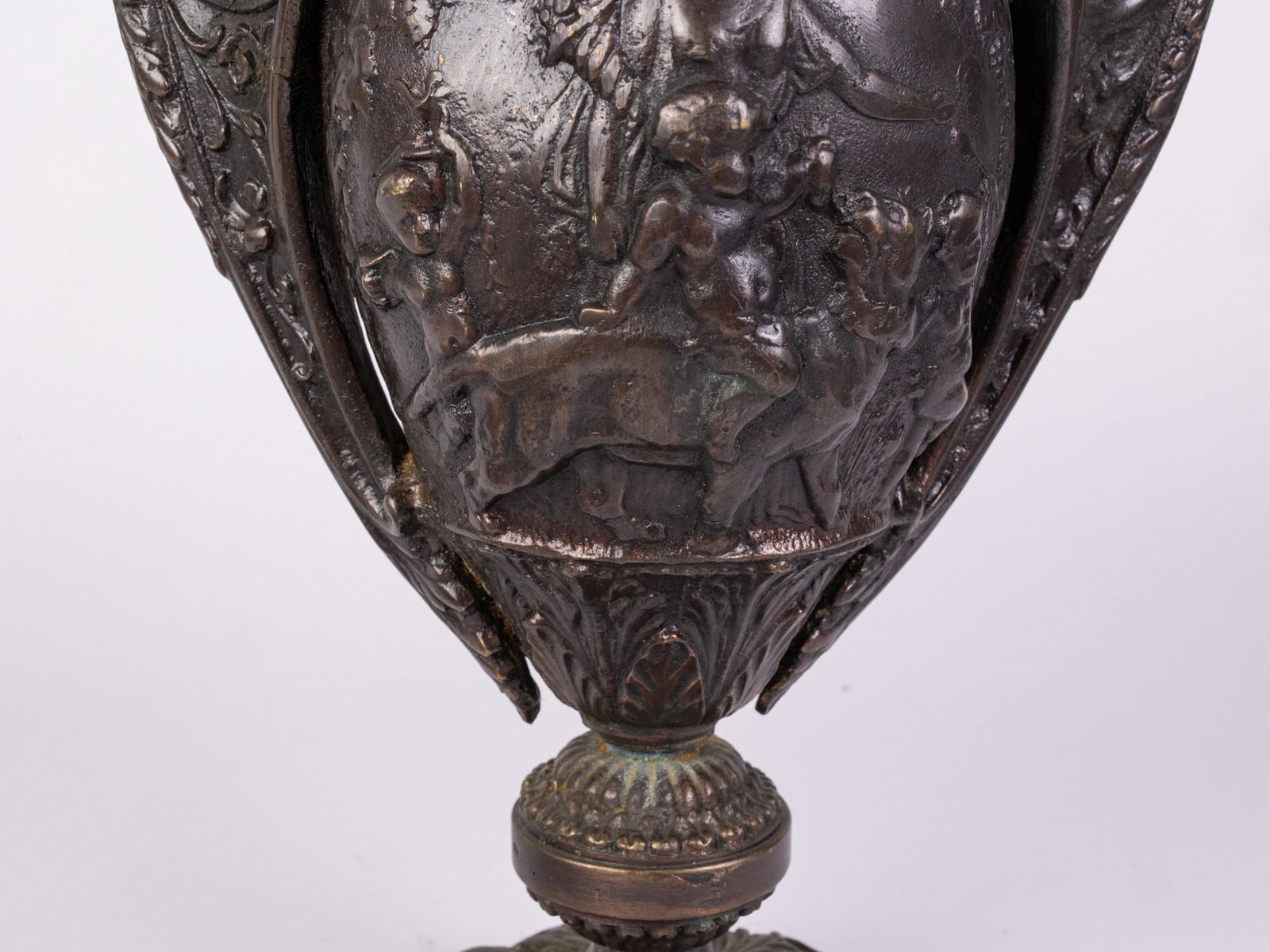 Antique Ornate Bronze Oil Lamp Base and Chimney - 5