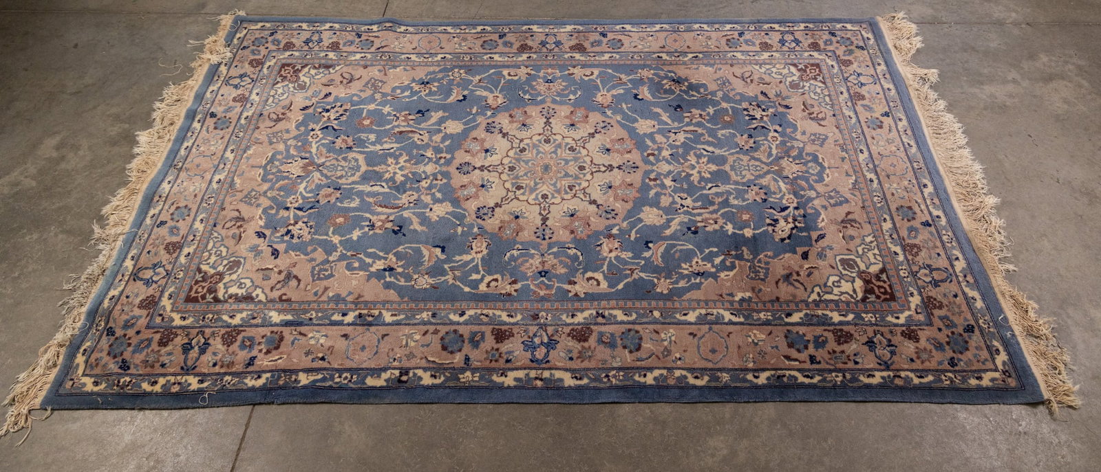 Vintage Blue Floral Patterned Rug: Vintage Blue Floral Patterned RugSize104" x 60"LiteratureBrooks Auction – Online Auction Terms & Conditions