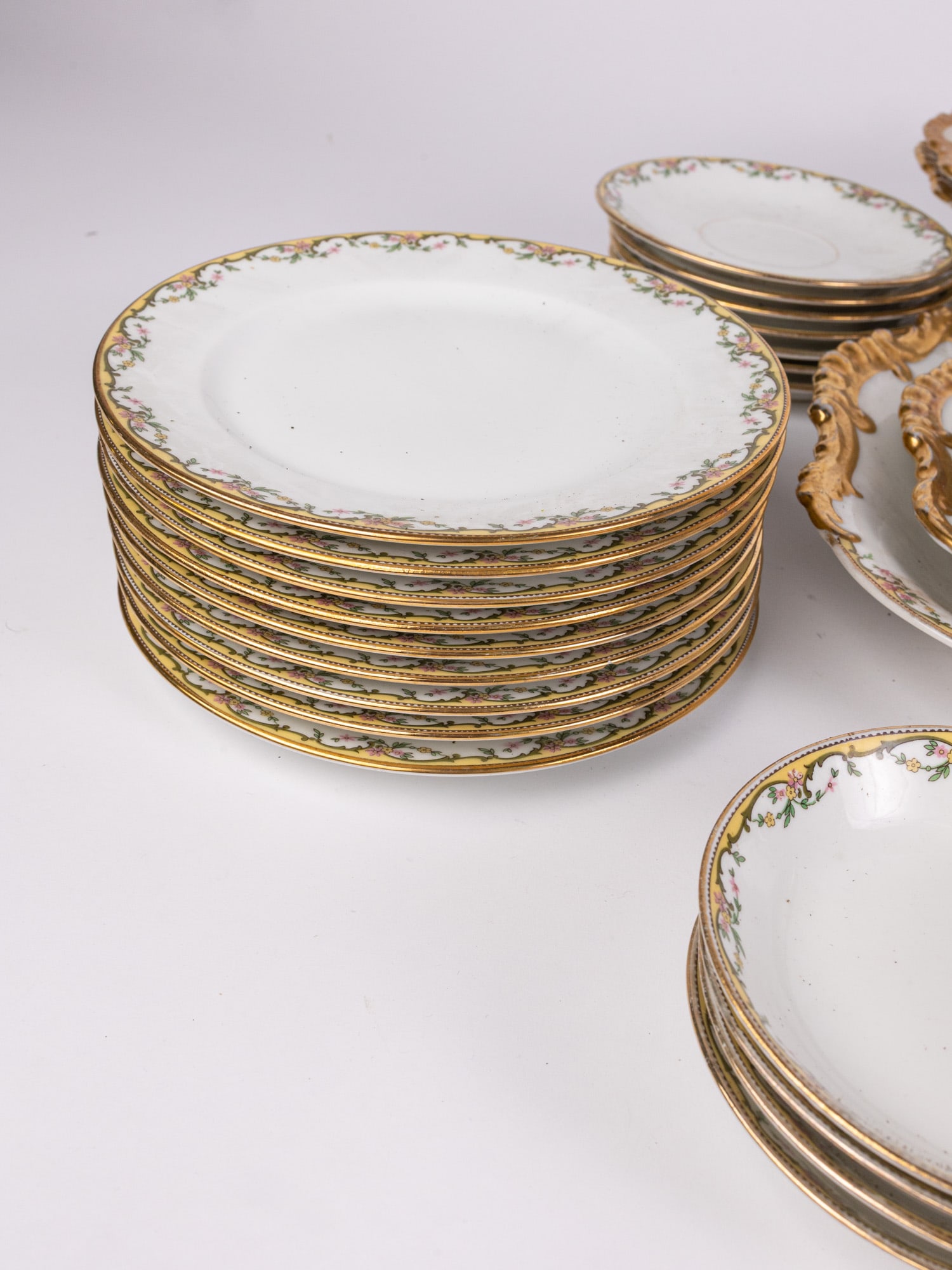 Vignaud Limoges France Porcelain Dish Set - 3