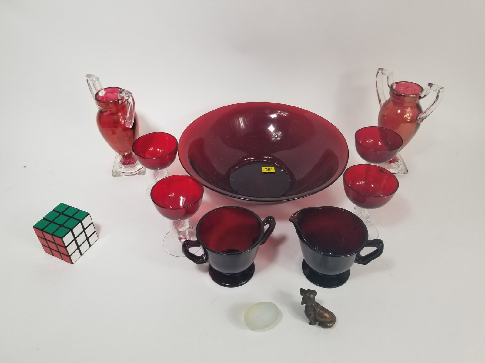 Vintage Ruby Glass Servingware - 3