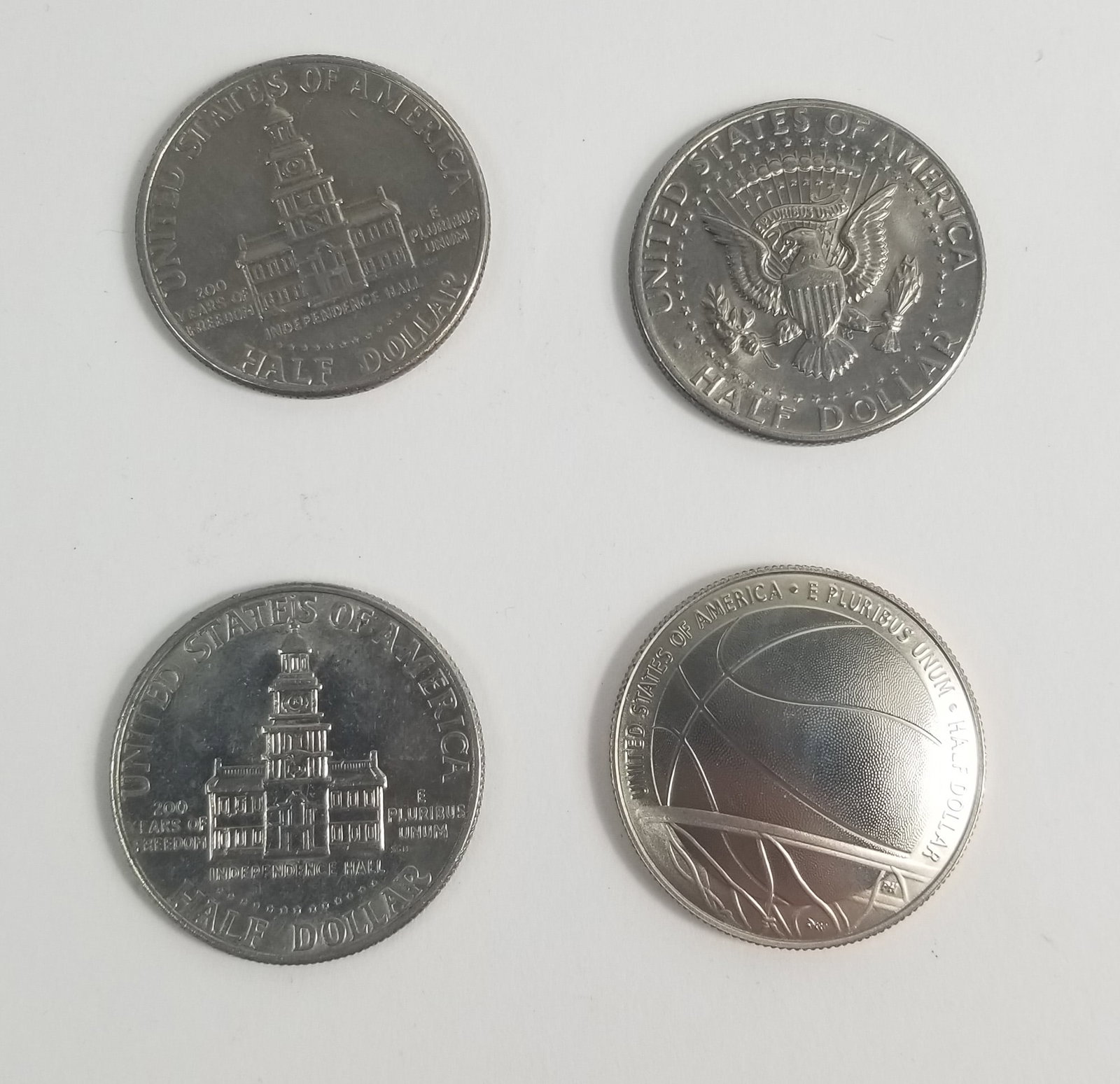 4 Half Dollars ft. Basketball Hall of Fame Commemorative half dollar. - 2