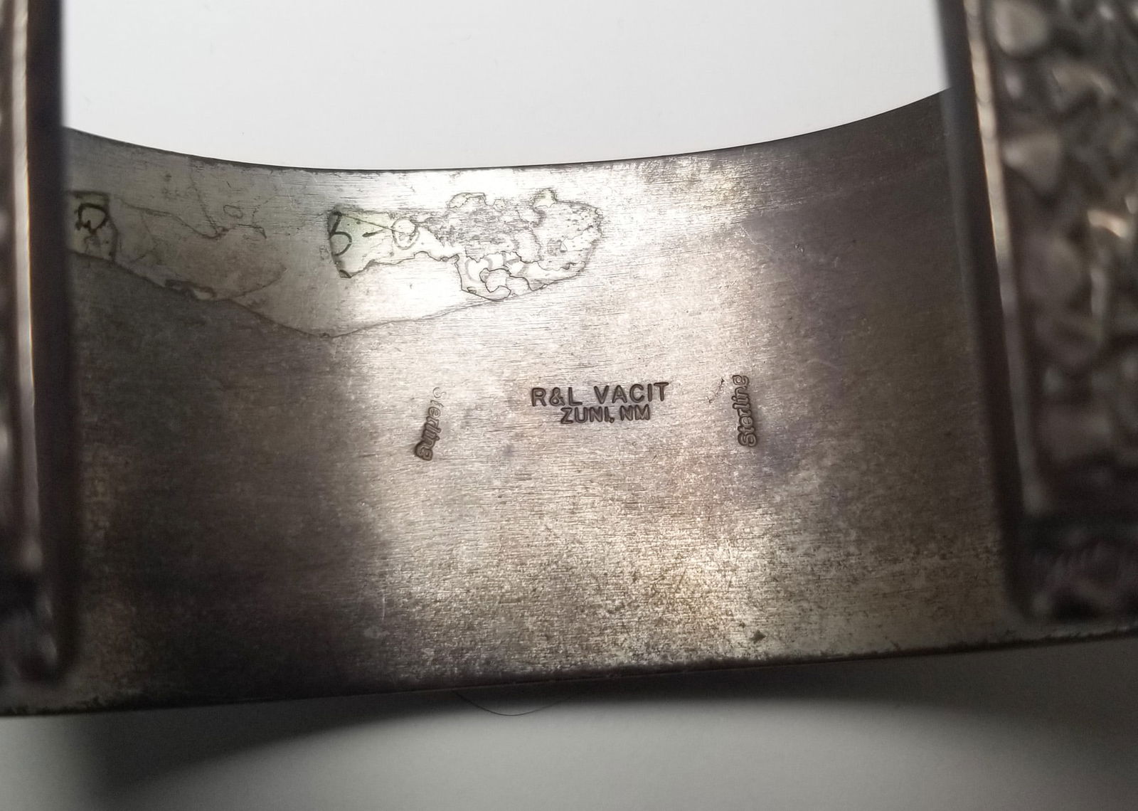 Zuni Sterling Silver Bangle Bracelet with inlays - 2