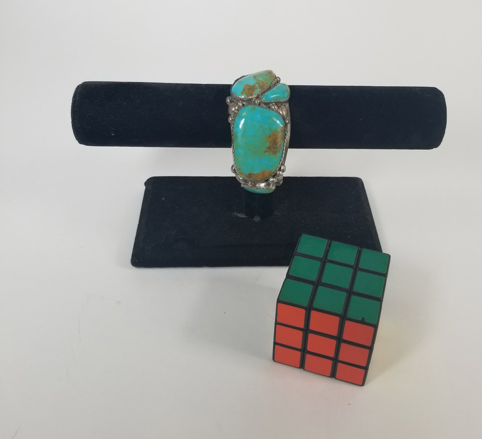 Signed Sterling Silver and Turquoise Bangle Bracelet - 2