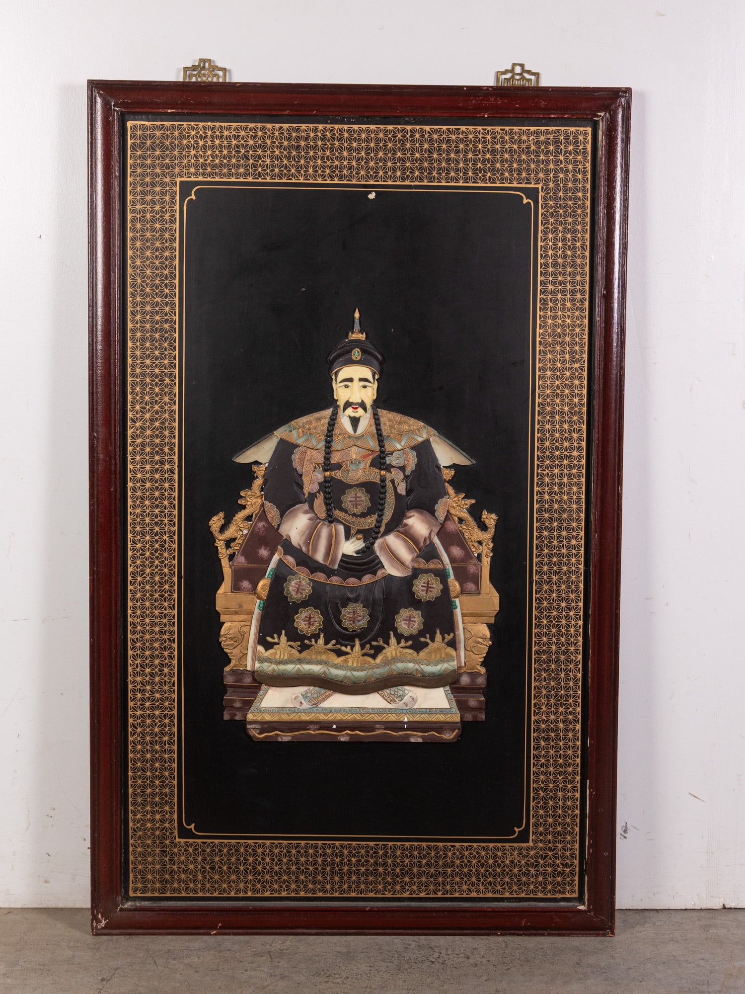 Chinese Inset Hardstone Emperor Portrait Panel: Chinese Inset Hardstone Emperor Portrait PanelLiteratureBrooks Auction – Online Auction Terms & Conditions Contact: (856) 694-2960 | info@brooks.auction READ BEFORE YOU BID: We want you to feel