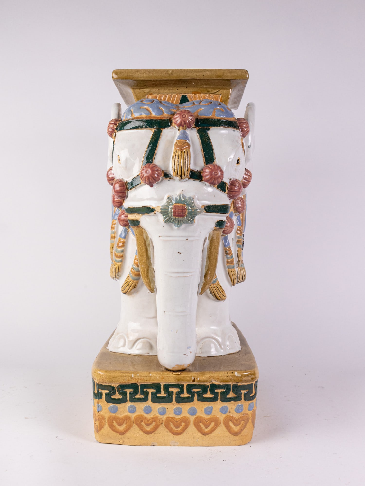 Large Ceramic Elephant Plant Stand/Side Table: Large Ceramic Elephant Plant Stand/Side TableSize22" x 9" x 17"LiteratureBrooks Auction – Online Auction Terms & Conditions Contact: (856) 694-2960 | info@brooks.auction READ BEFORE YOU BID: We