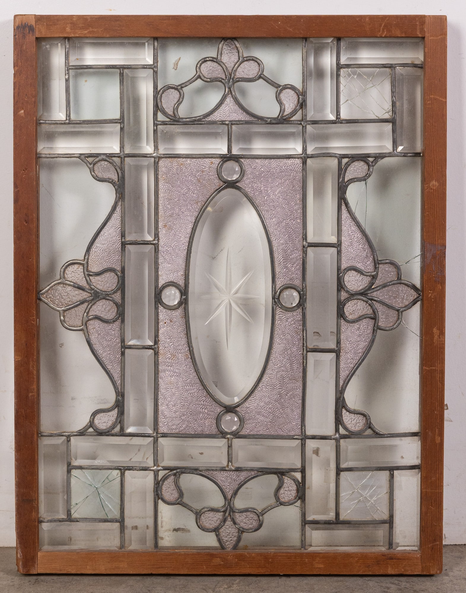 Vintage Leaded Glass Window with Star Motif (1 of 2)