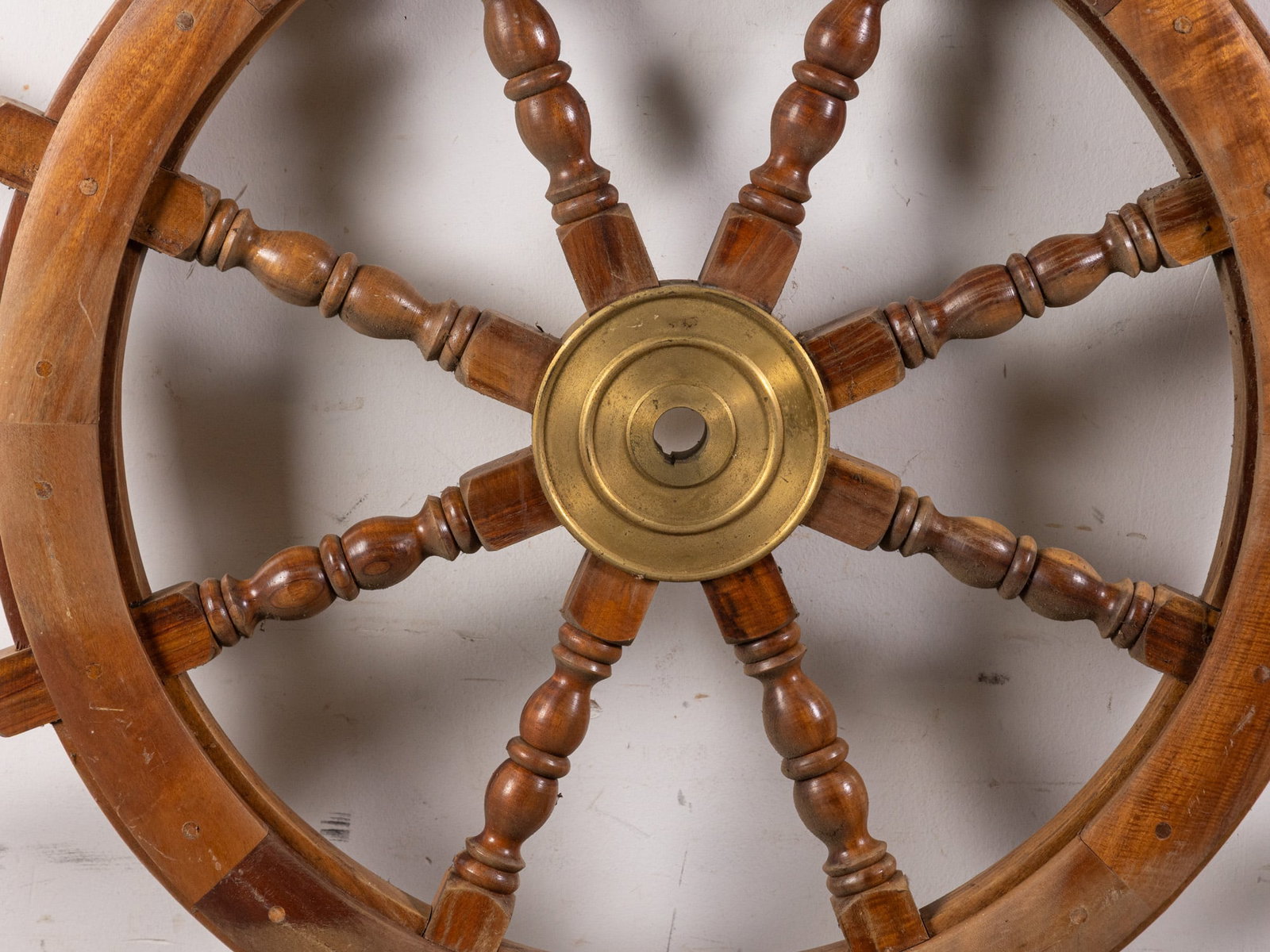 Vintage Wood and Brass Ship's Helm - 2