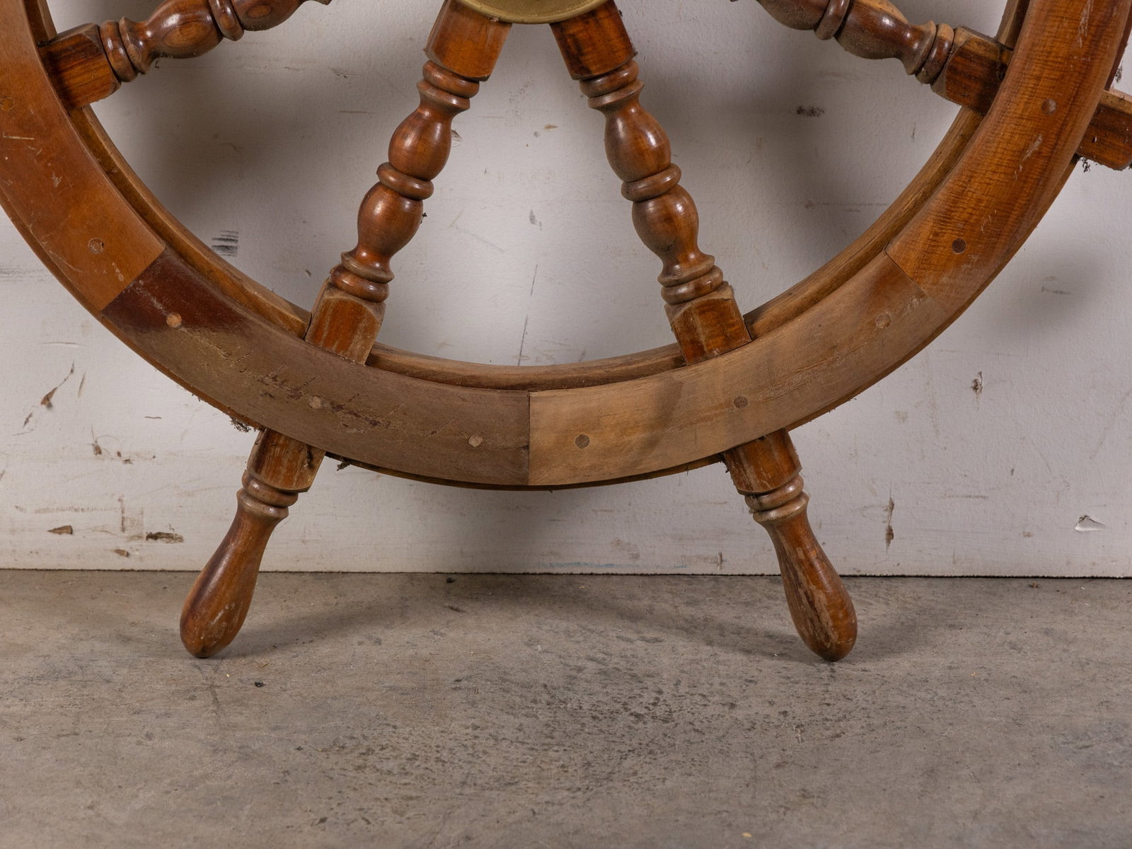 Vintage Wood and Brass Ship's Helm - 3