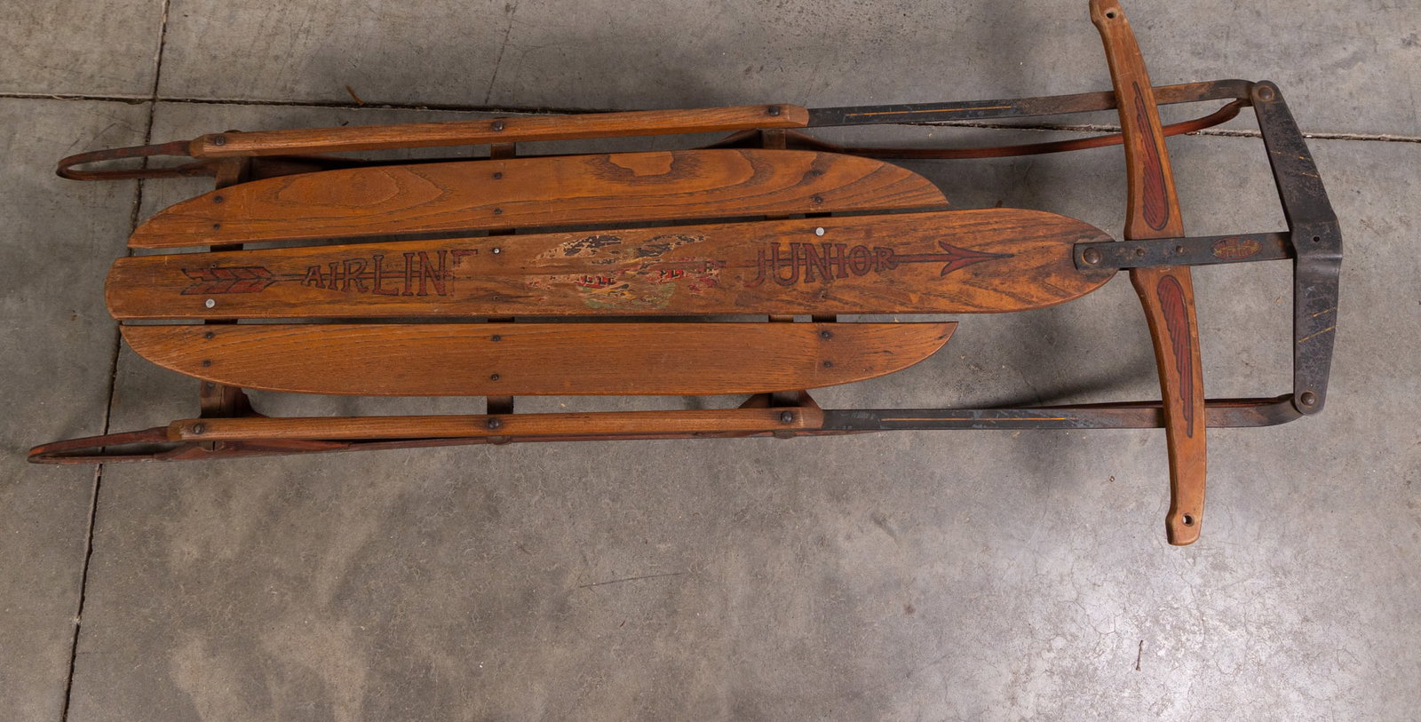 Vintage Wood and Metal Sled: Vintage Wood and Metal Sled Size 50" H Literature Brooks Auction – Online Auction Terms & Conditions