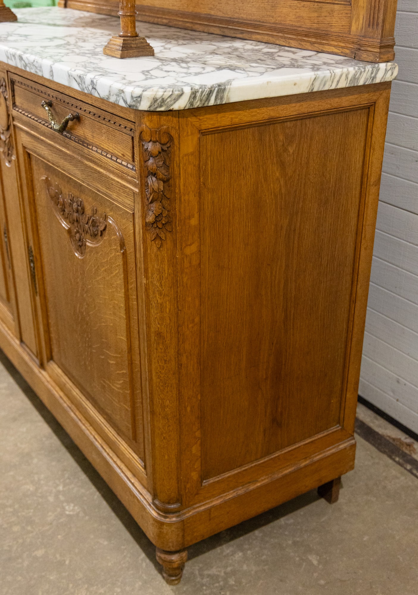 Two Piece Vintage Oak Sideboard Cabinet - 13