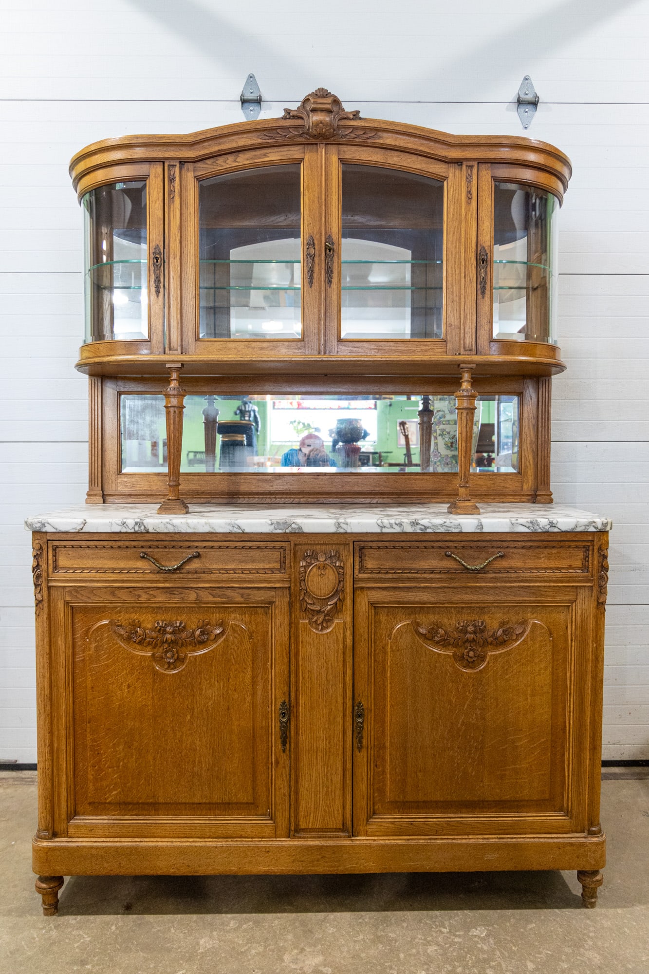 Two Piece Vintage Oak Sideboard Cabinet (1 of 13)