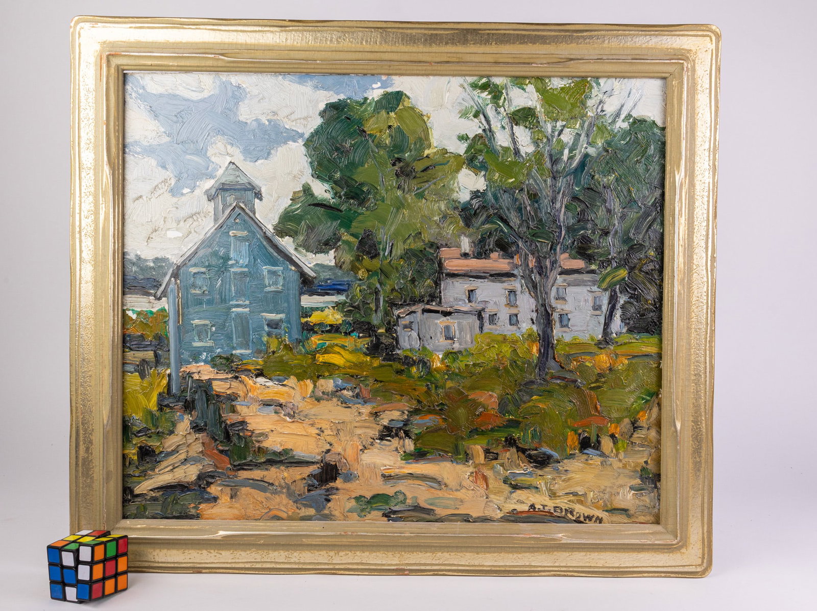 A.J. Brown Impasto Landscape, Oil on Board - 2