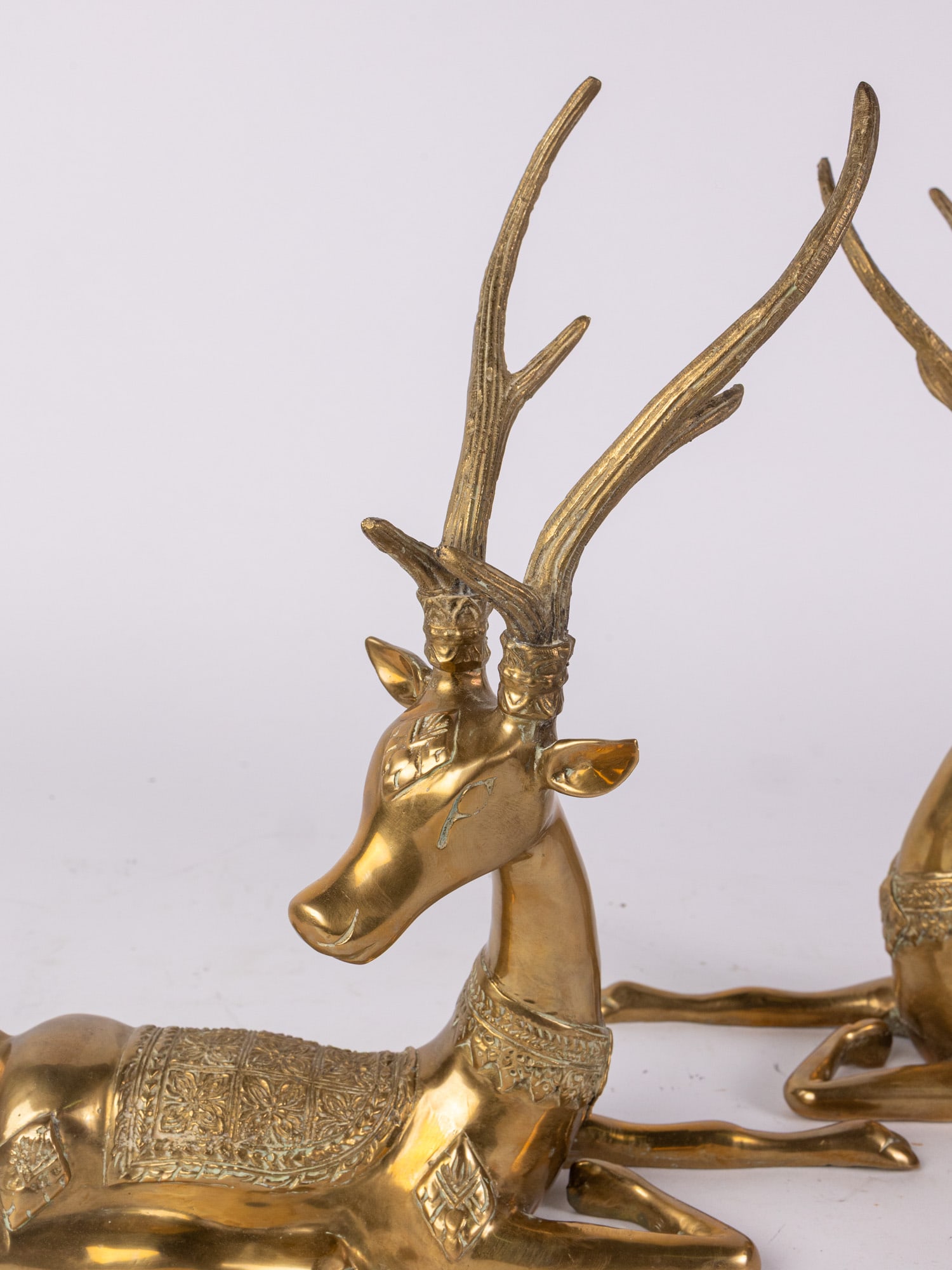 Vintage Pair of Sarreid Brass Recumbent Deer - 4