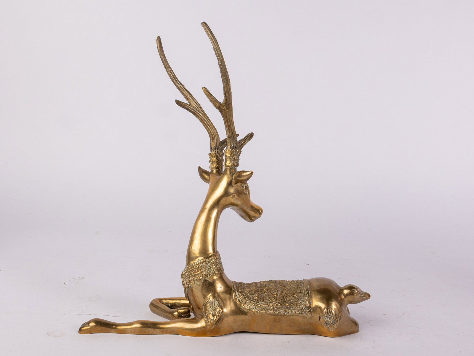 Vintage Pair of Sarreid Brass Recumbent Deer - 5