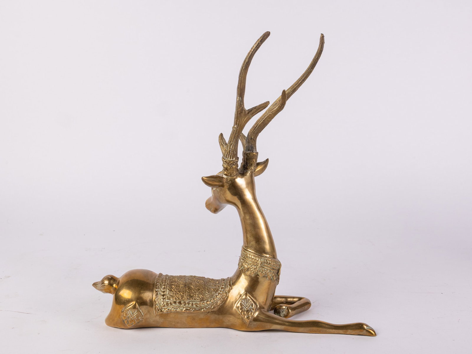 Vintage Pair of Sarreid Brass Recumbent Deer - 6