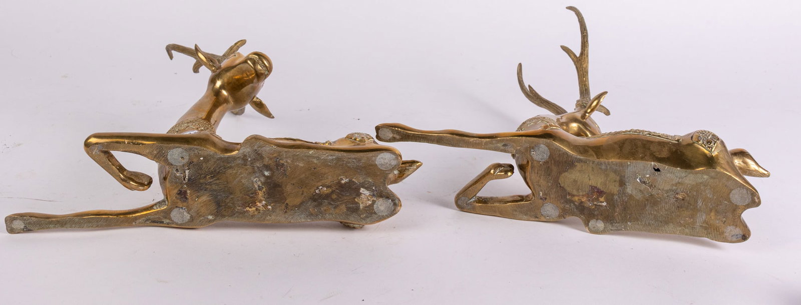 Vintage Pair of Sarreid Brass Recumbent Deer - 7