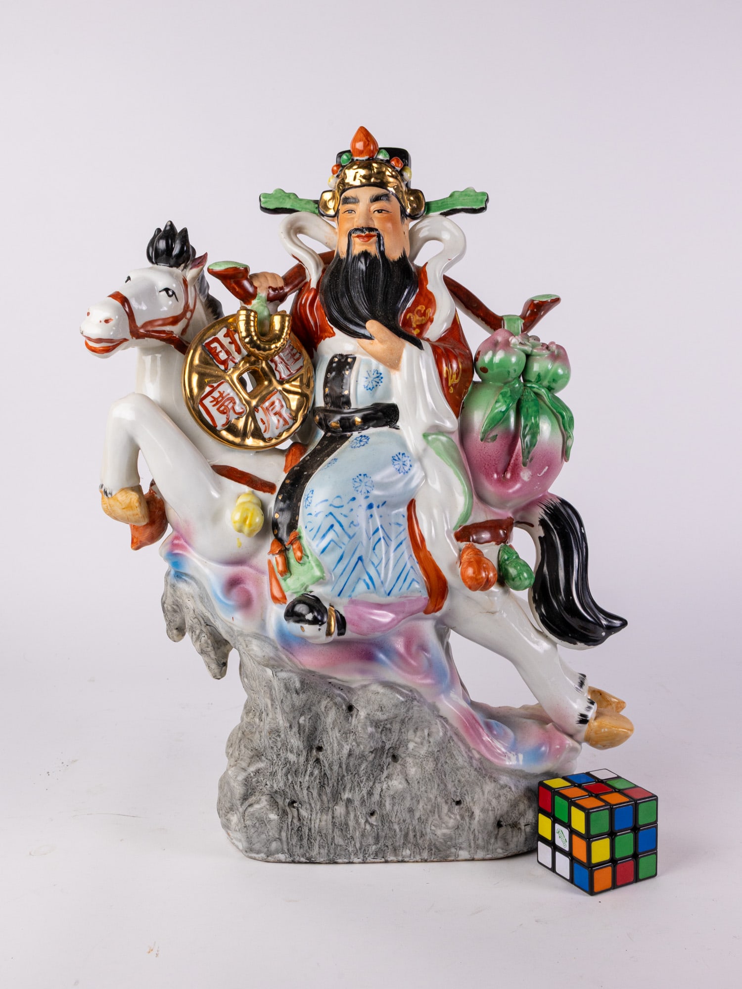 Vintage Chinese Porcelain Figure of Deity Riding a Horse - 2