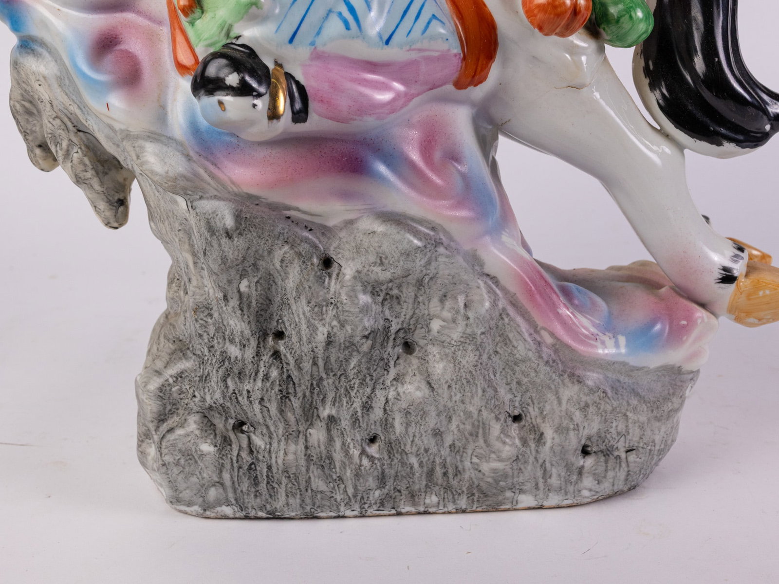 Vintage Chinese Porcelain Figure of Deity Riding a Horse - 3
