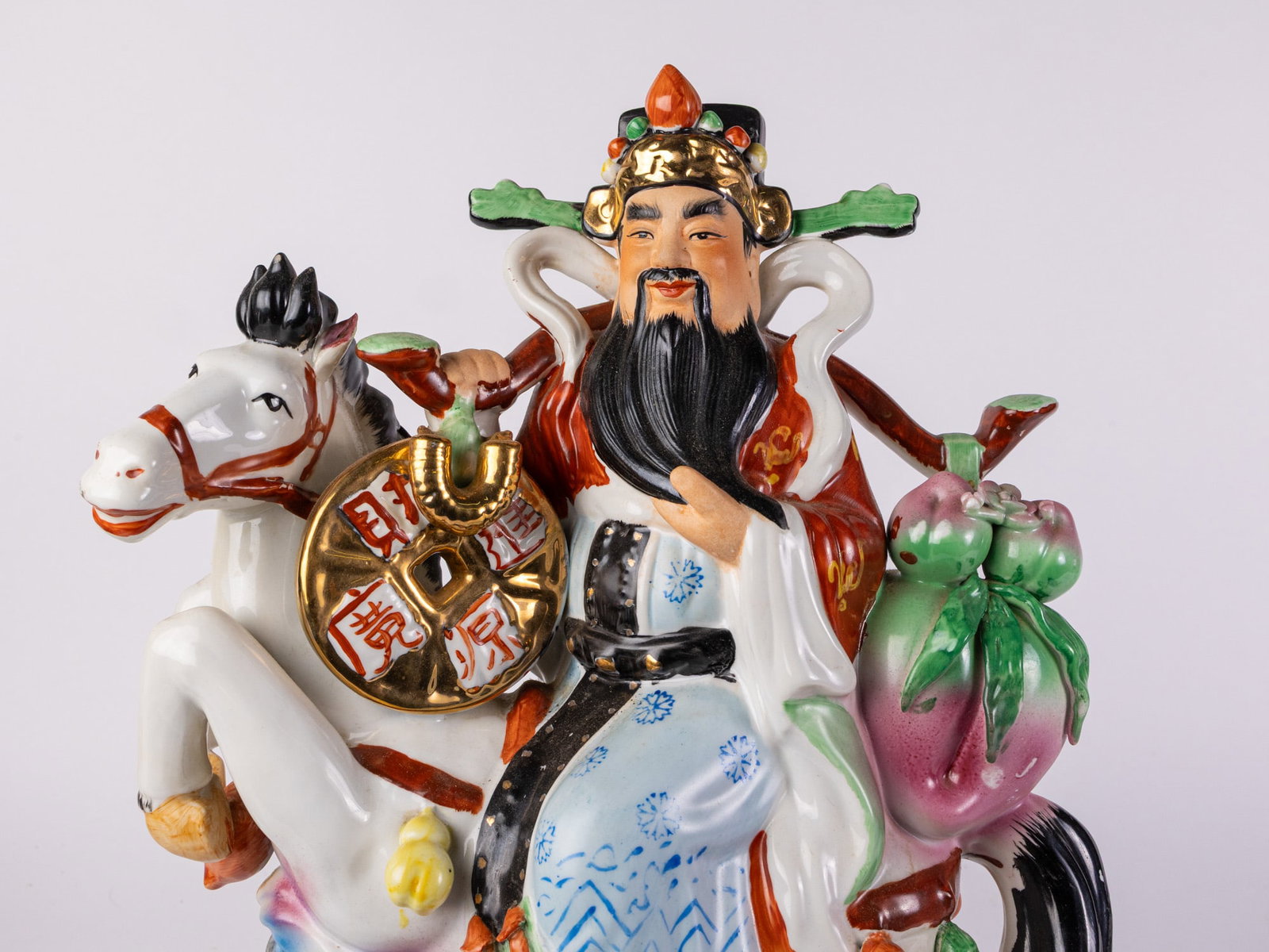 Vintage Chinese Porcelain Figure of Deity Riding a Horse - 4