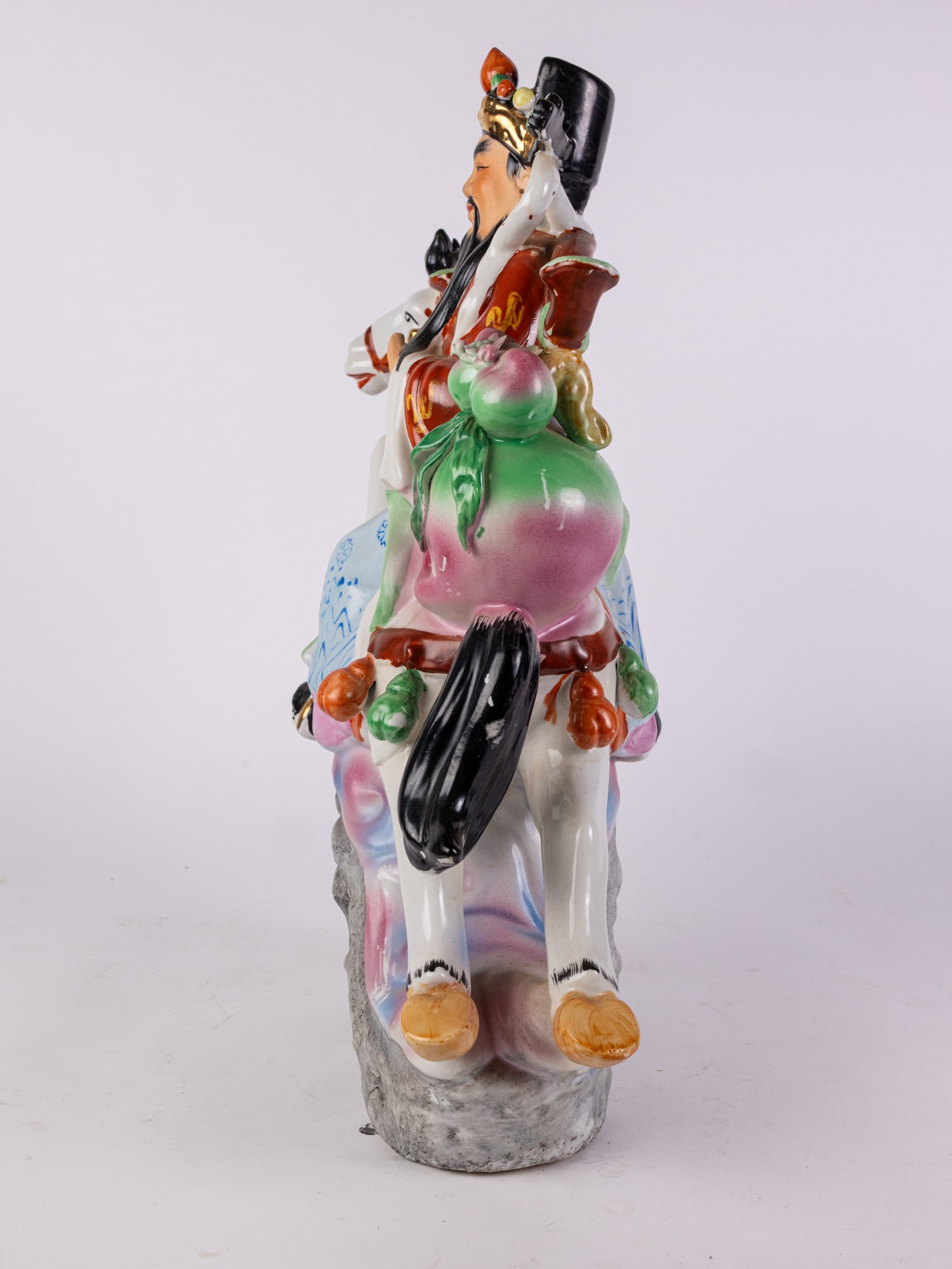 Vintage Chinese Porcelain Figure of Deity Riding a Horse - 5