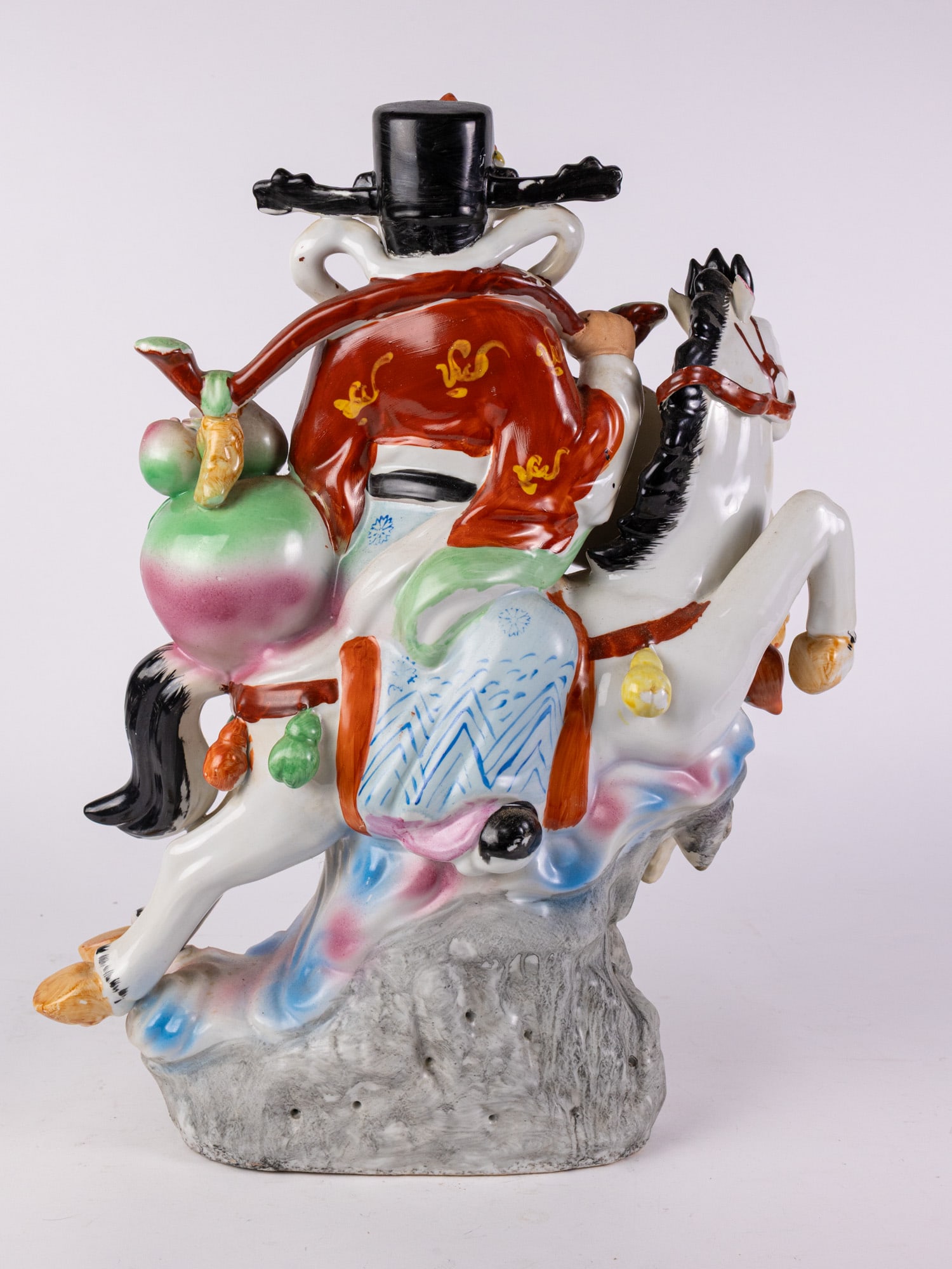 Vintage Chinese Porcelain Figure of Deity Riding a Horse - 6