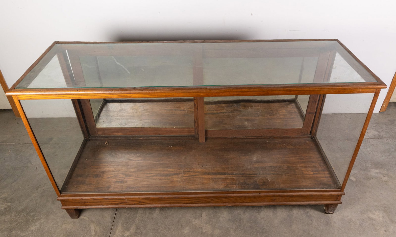 Antique Oak Frame Glass Display Cabinet - 2