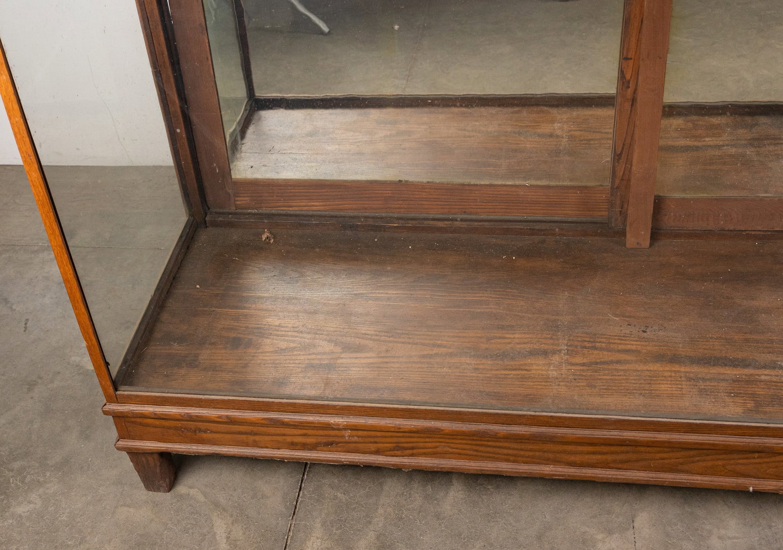 Antique Oak Frame Glass Display Cabinet - 4