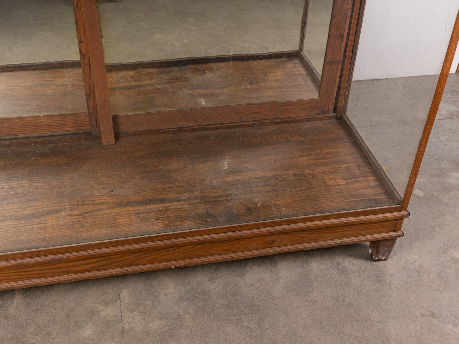 Antique Oak Frame Glass Display Cabinet - 5