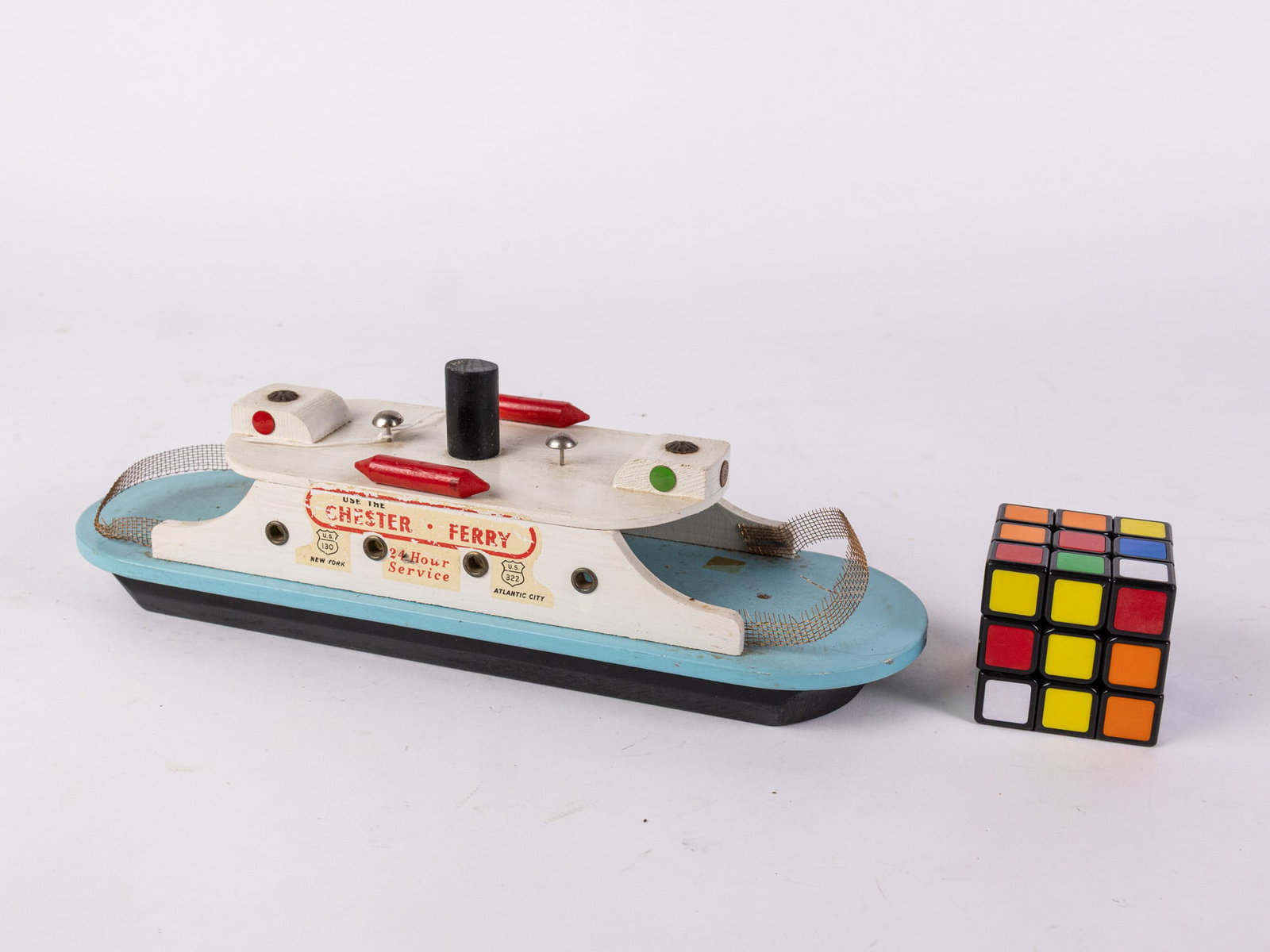 Vintage "Chester Ferry" Wooden Toy Boat - 2